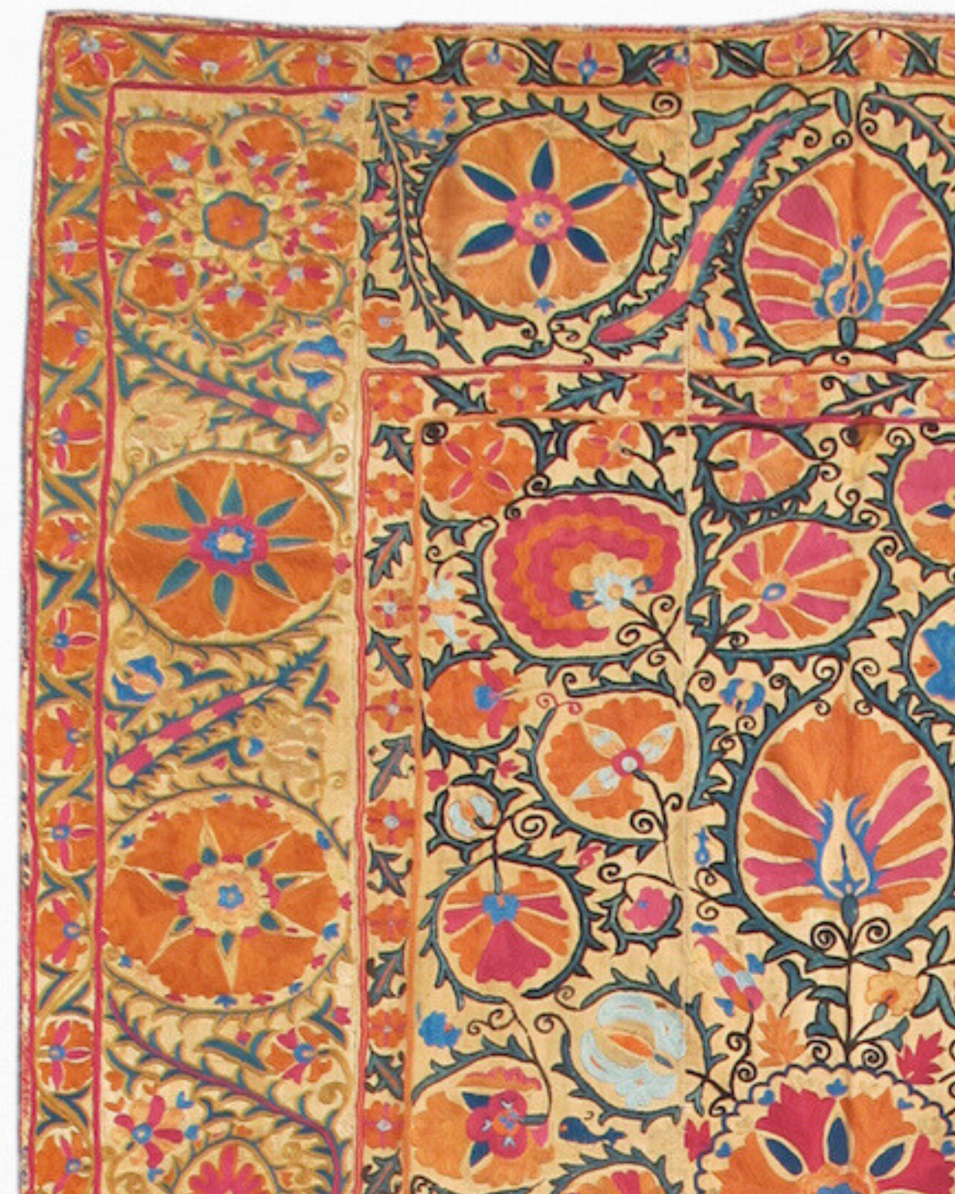Wool Antique Uzbek Bokhara Suzani Wall-Hanging Tapestry, Mid-19th Century For Sale