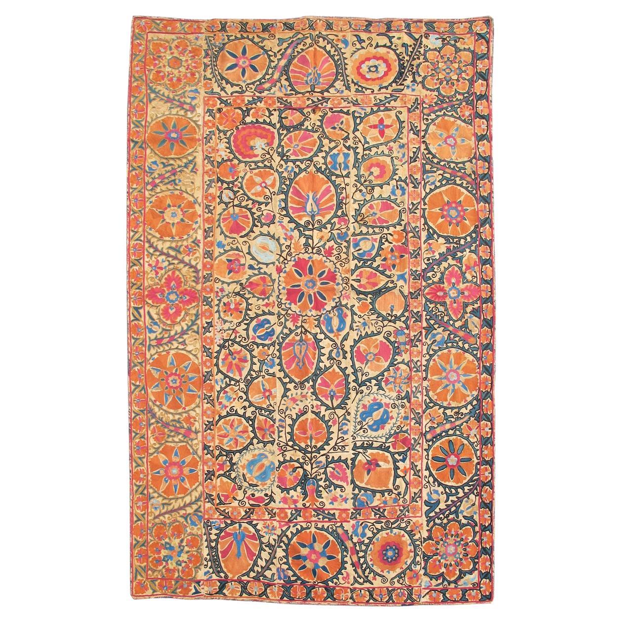 Antique Uzbek Bokhara Suzani Wall-Hanging Tapestry, Mid-19th Century For Sale