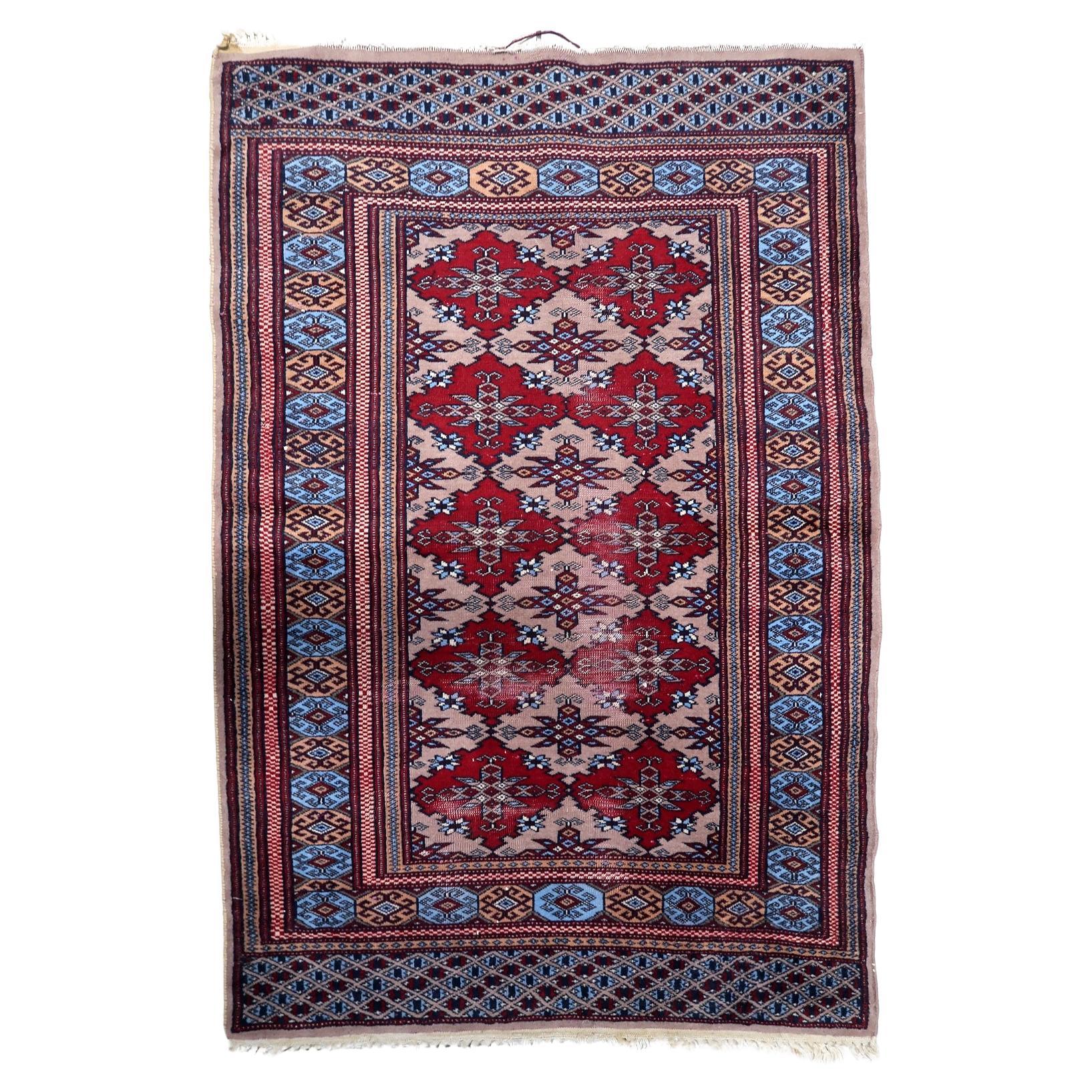 Antique Uzbek Bukhara Rug, 1920s, Hand-Knotted Wool, 3.1
x 4.1
- 1C1204