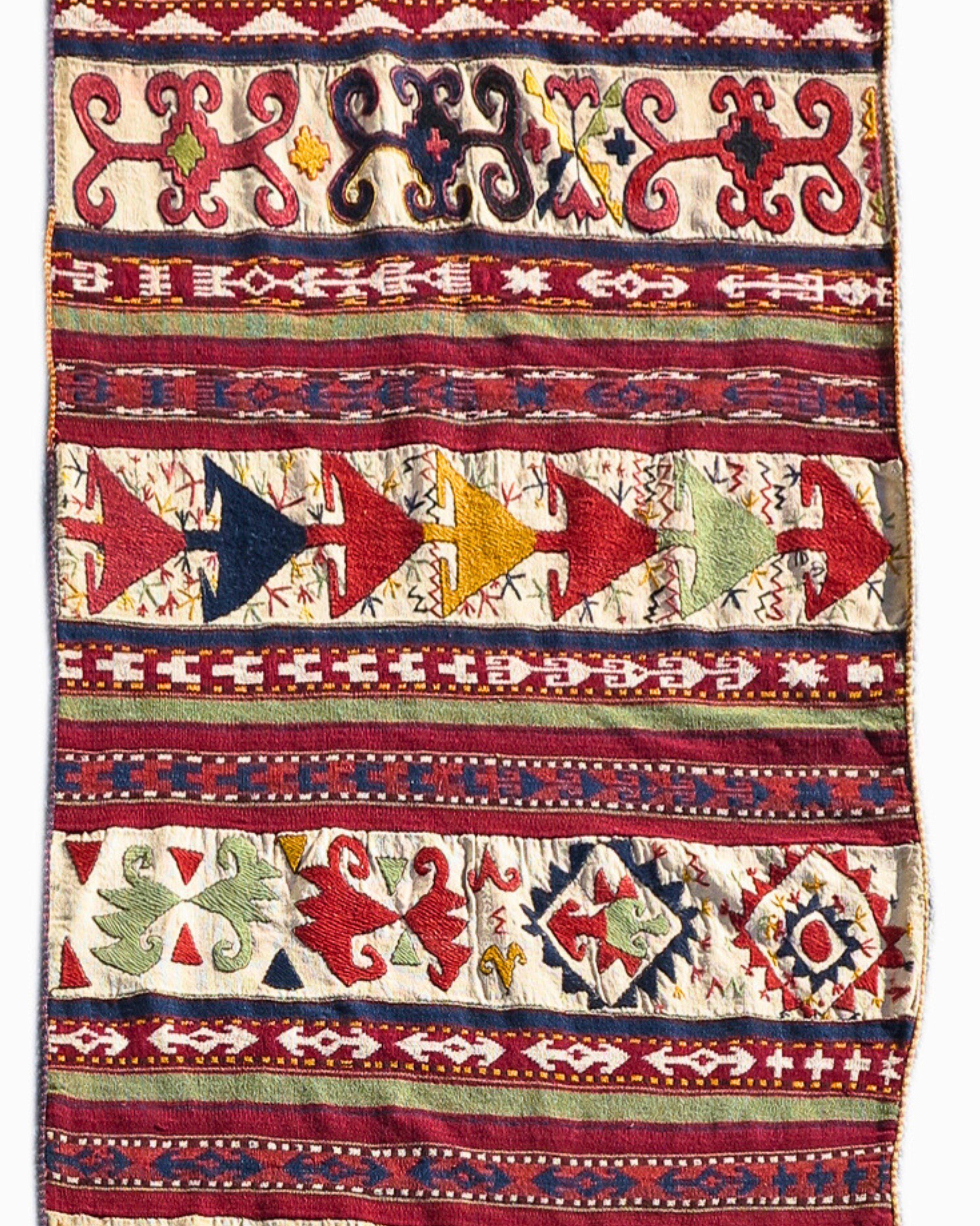 Hand-Knotted Antique Uzbek Flatweave Long Rug, Early 20th Century For Sale