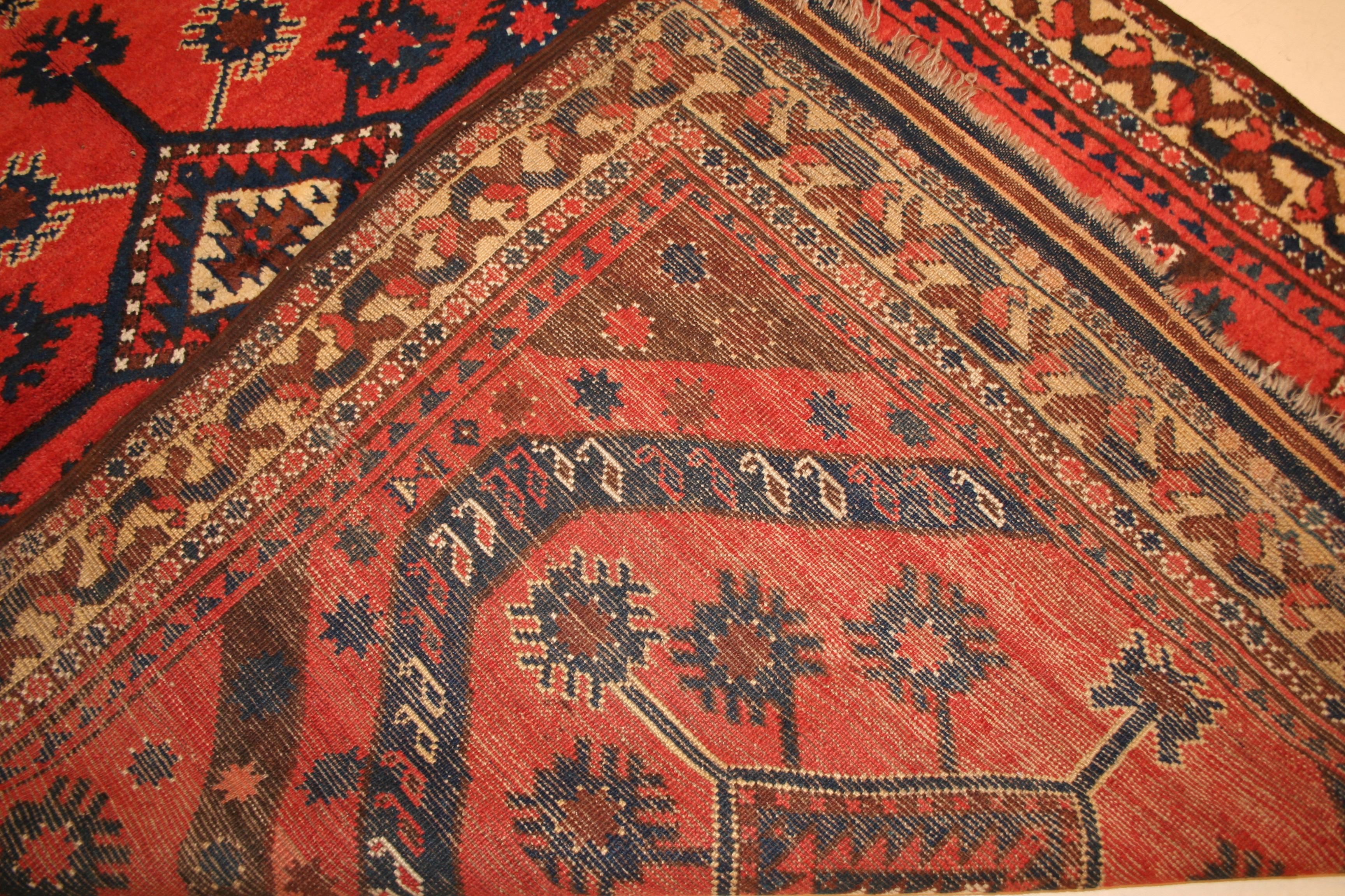 Late 19th Century Antique Uzbek Geometric Design Tribal Rug 