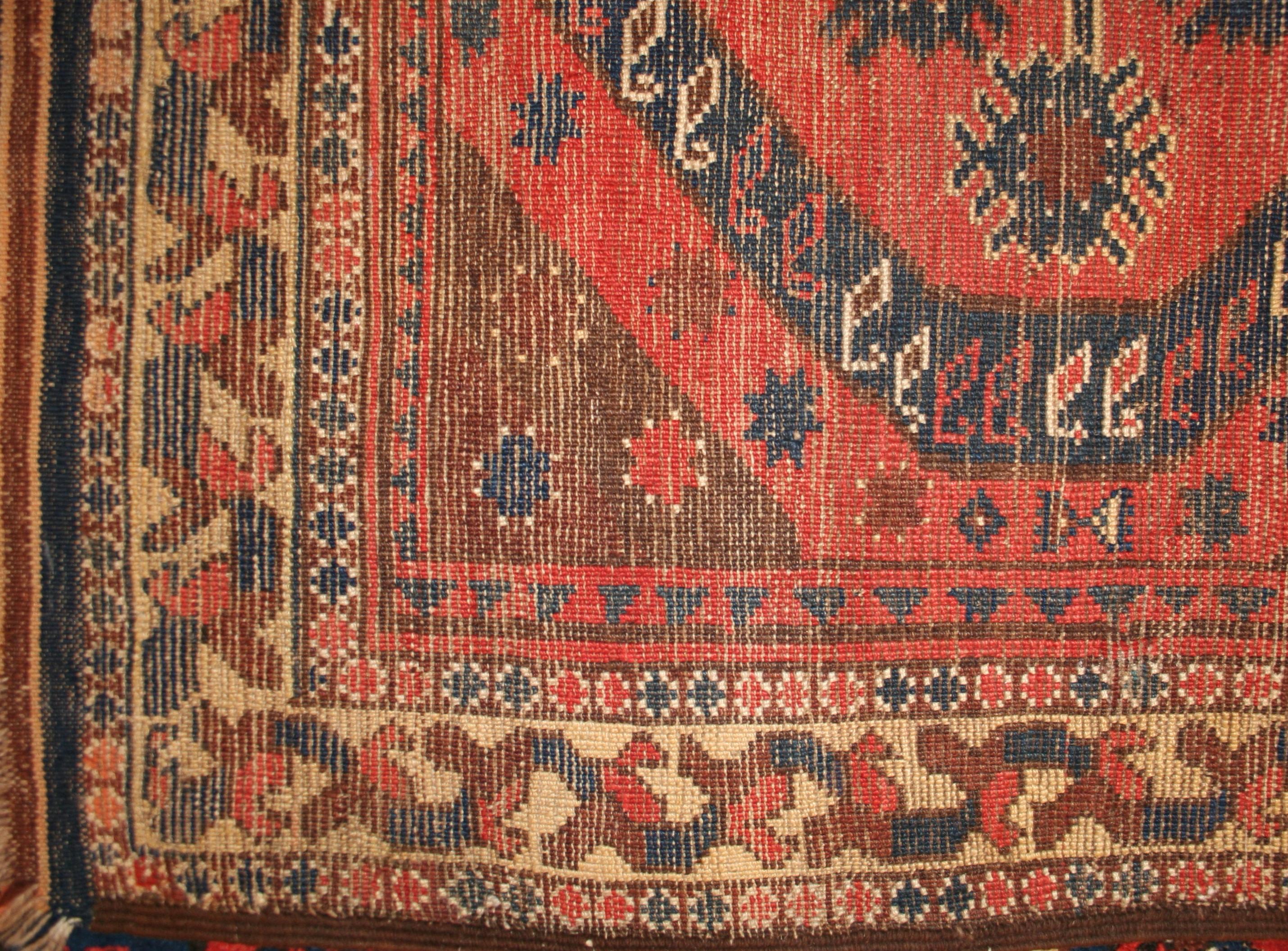 Wool Antique Uzbek Geometric Design Tribal Rug 