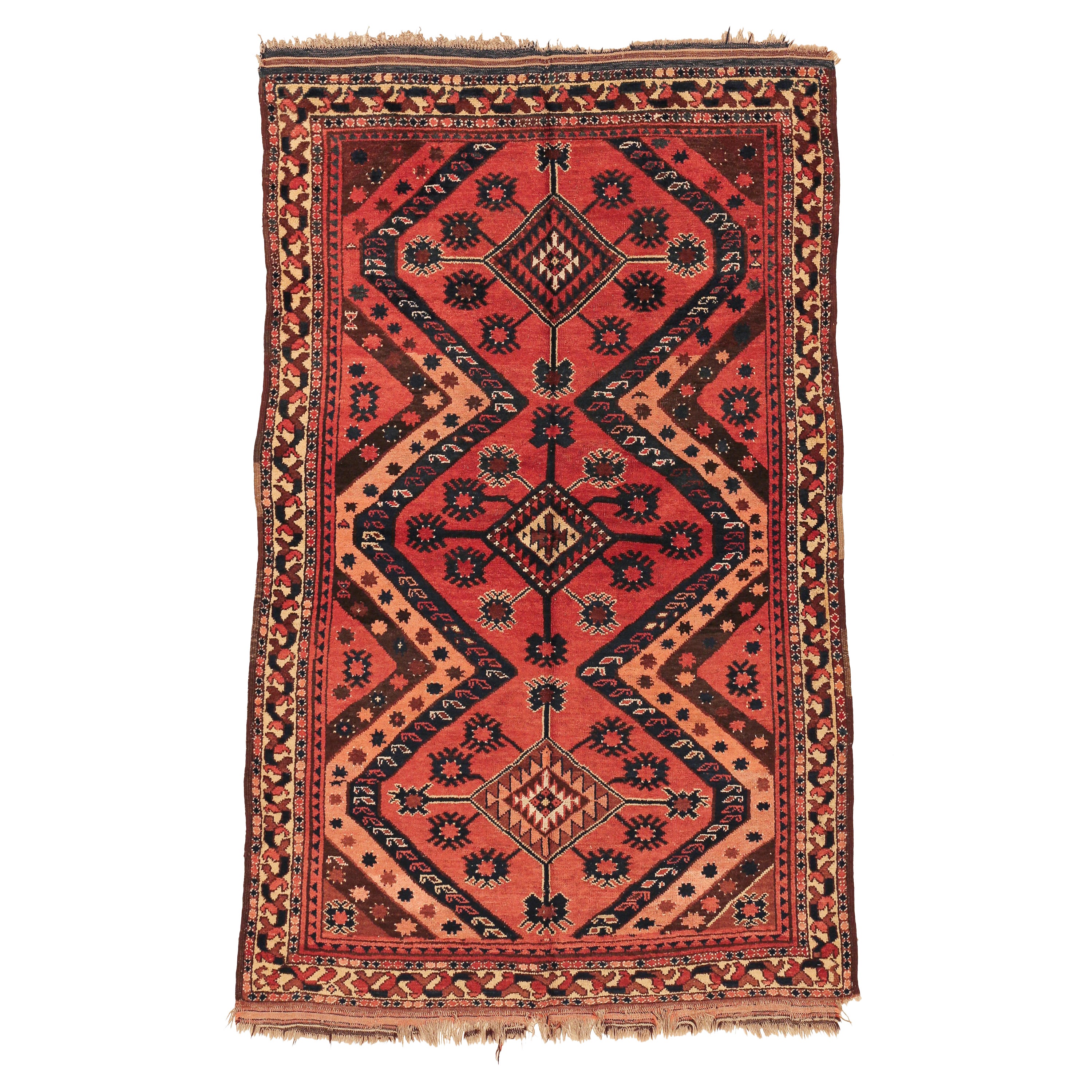 Antique Uzbek Geometric Design Tribal Rug