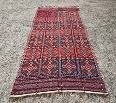 Antique Mazandaran Kilim with geometric patter, Uzbekistan 19th Century
