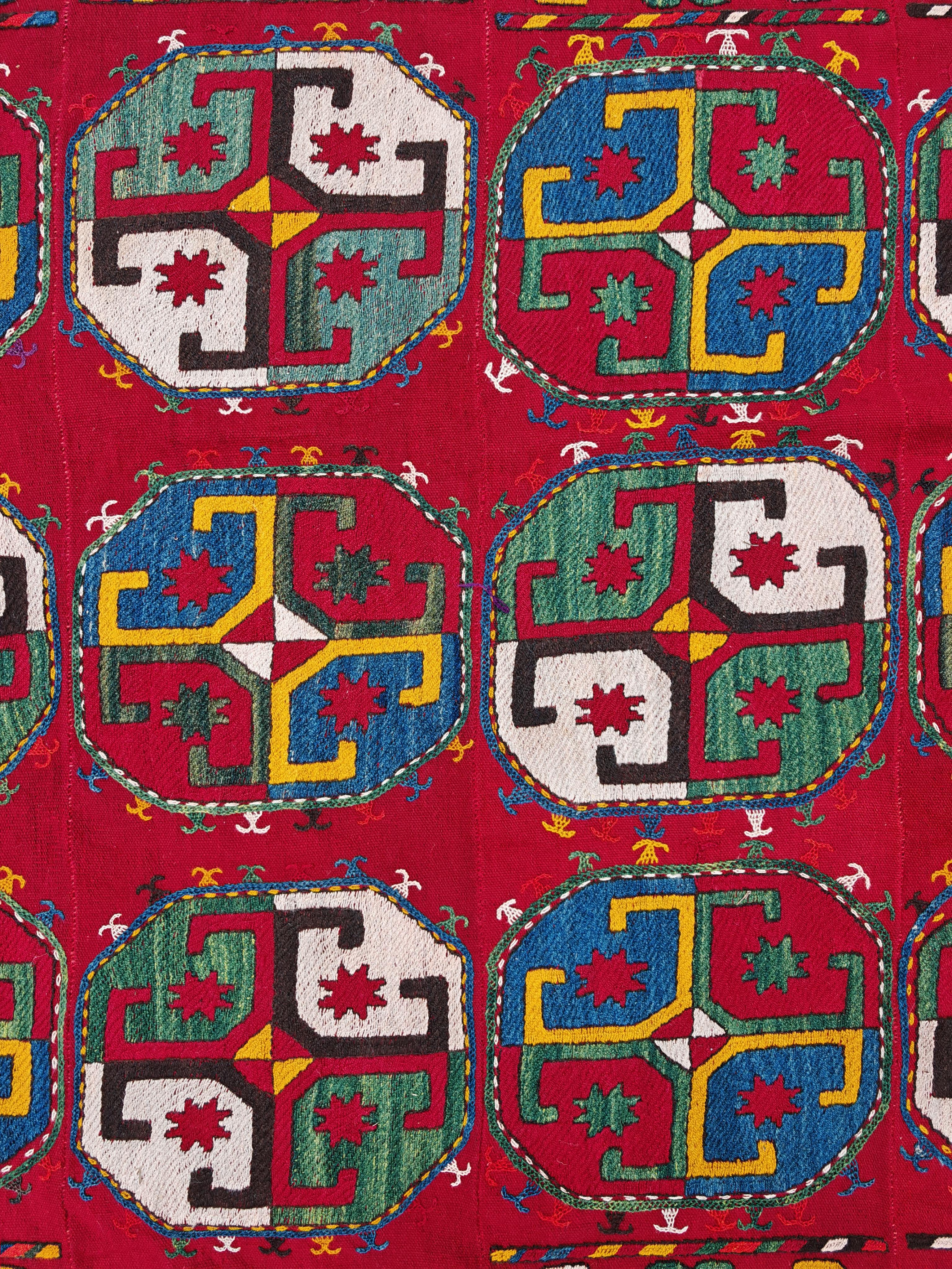 Tapis ancien ouzbek tissé à plat selon une technique mixte, début du 20e siècle en vente 3