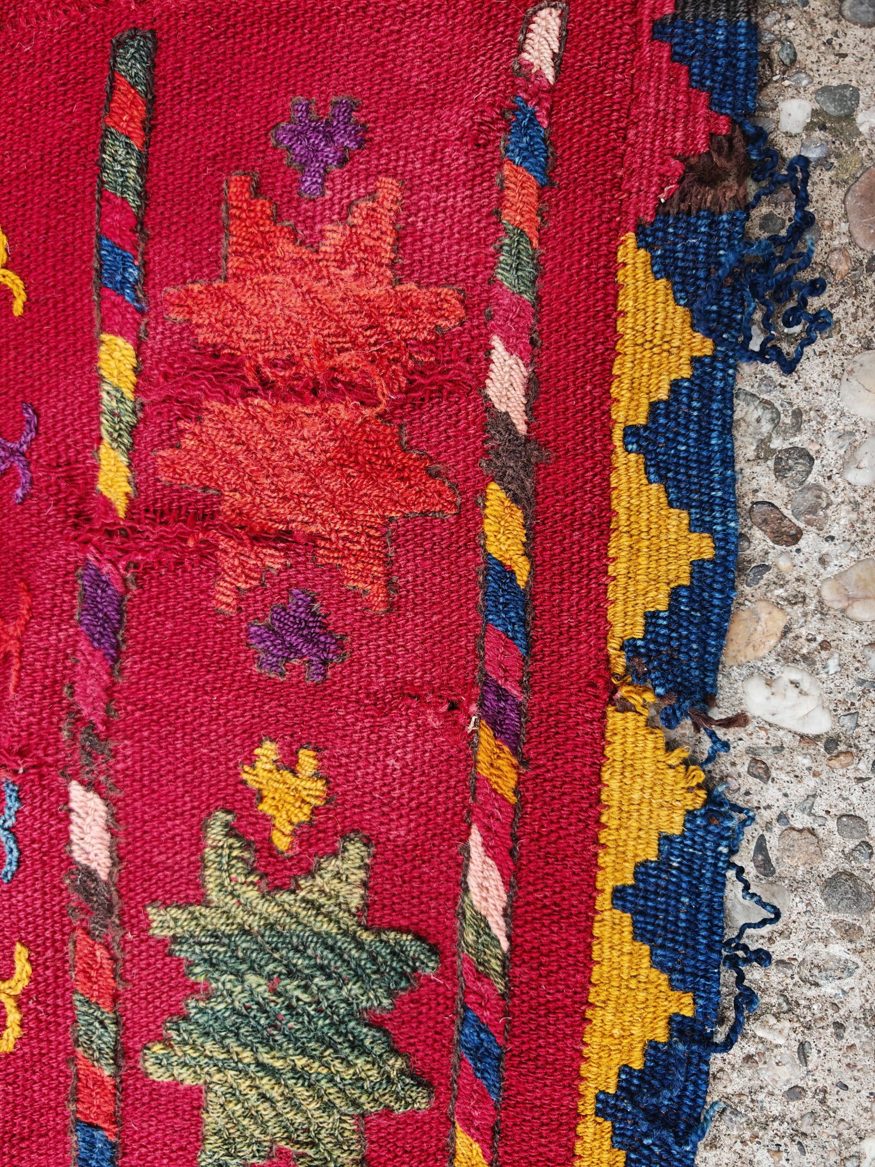 Tapis ancien ouzbek tissé à plat selon une technique mixte, début du 20e siècle en vente 4