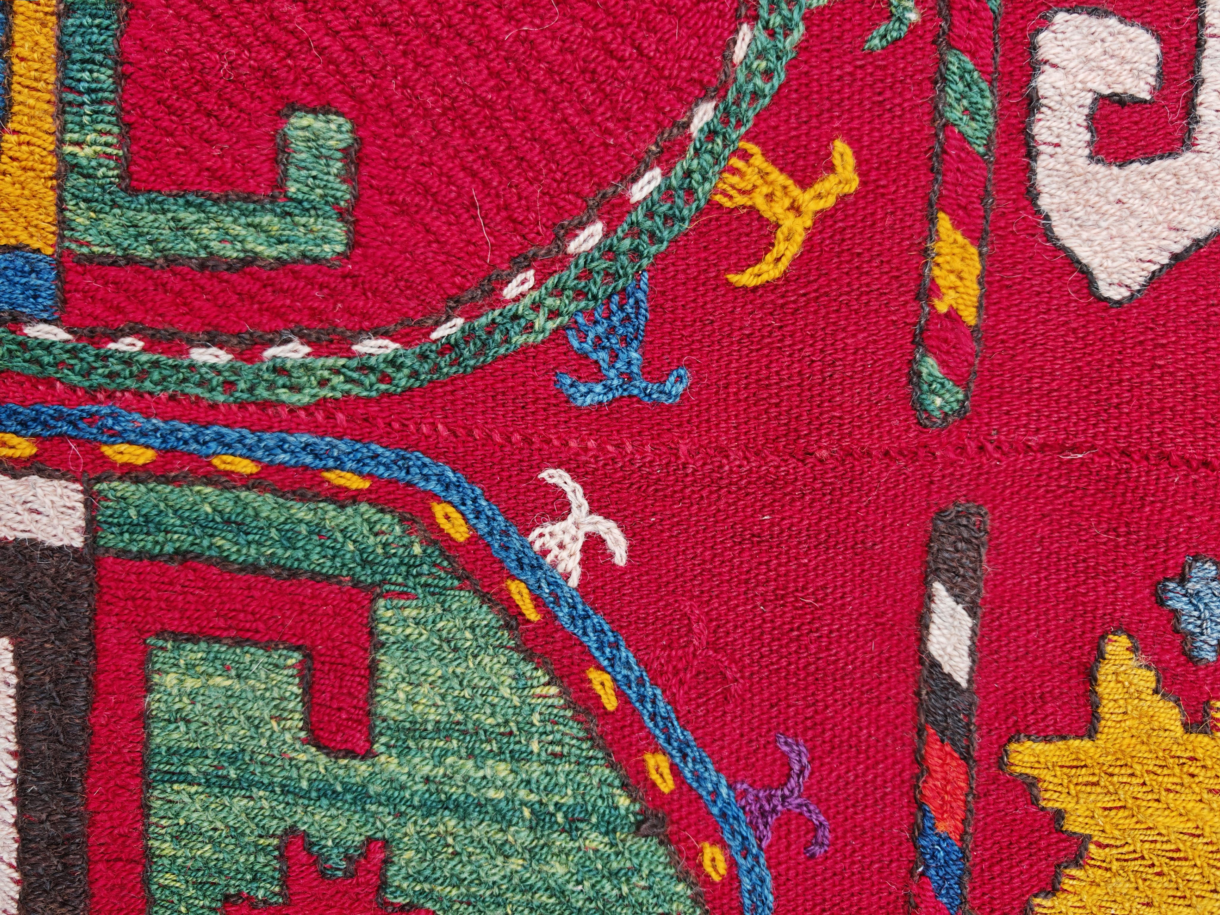 Tapis ancien ouzbek tissé à plat selon une technique mixte, début du 20e siècle en vente 7