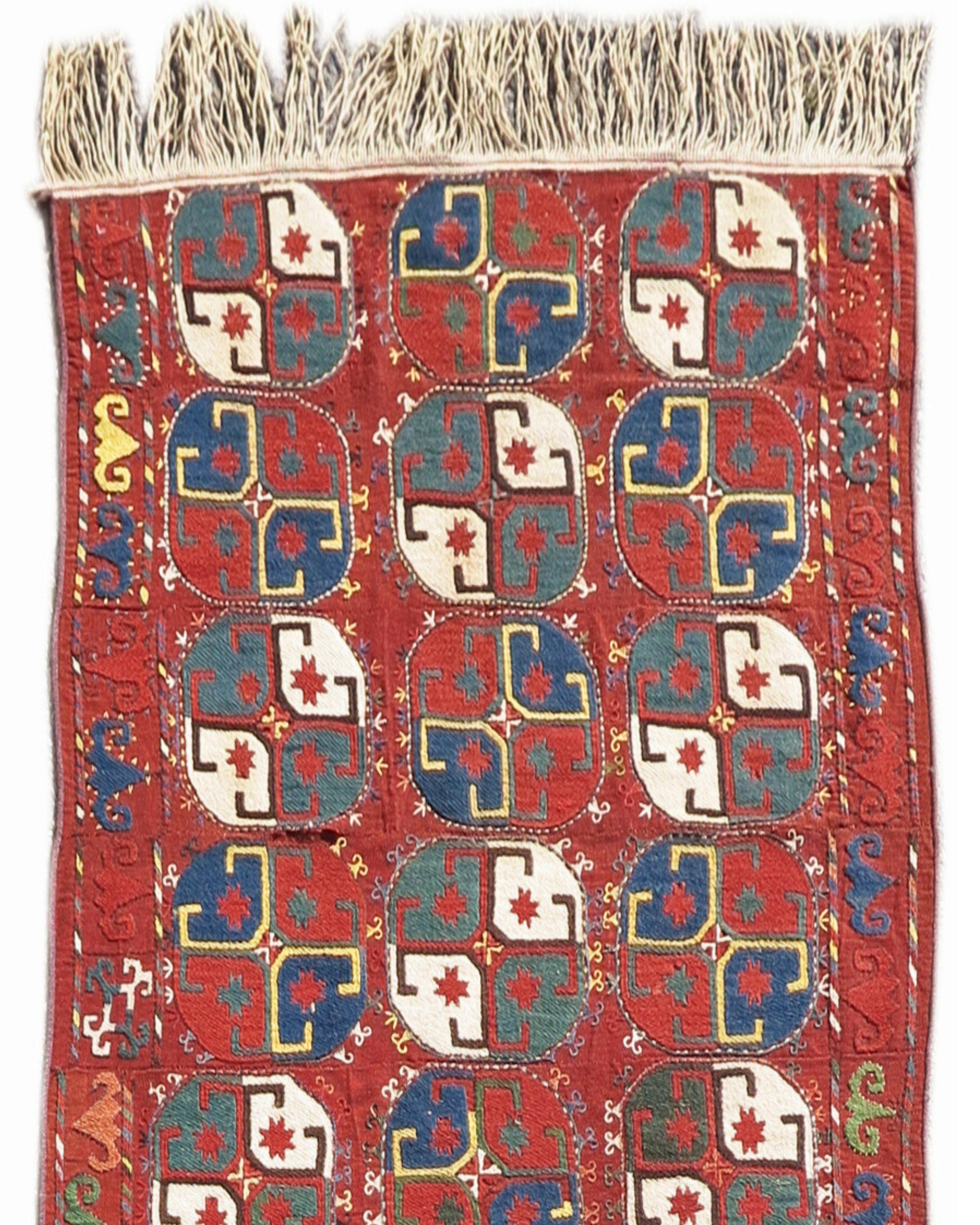 Central Asian Antique Uzbek Mixed Technique Flatwoven Rug, Early 20th Century For Sale