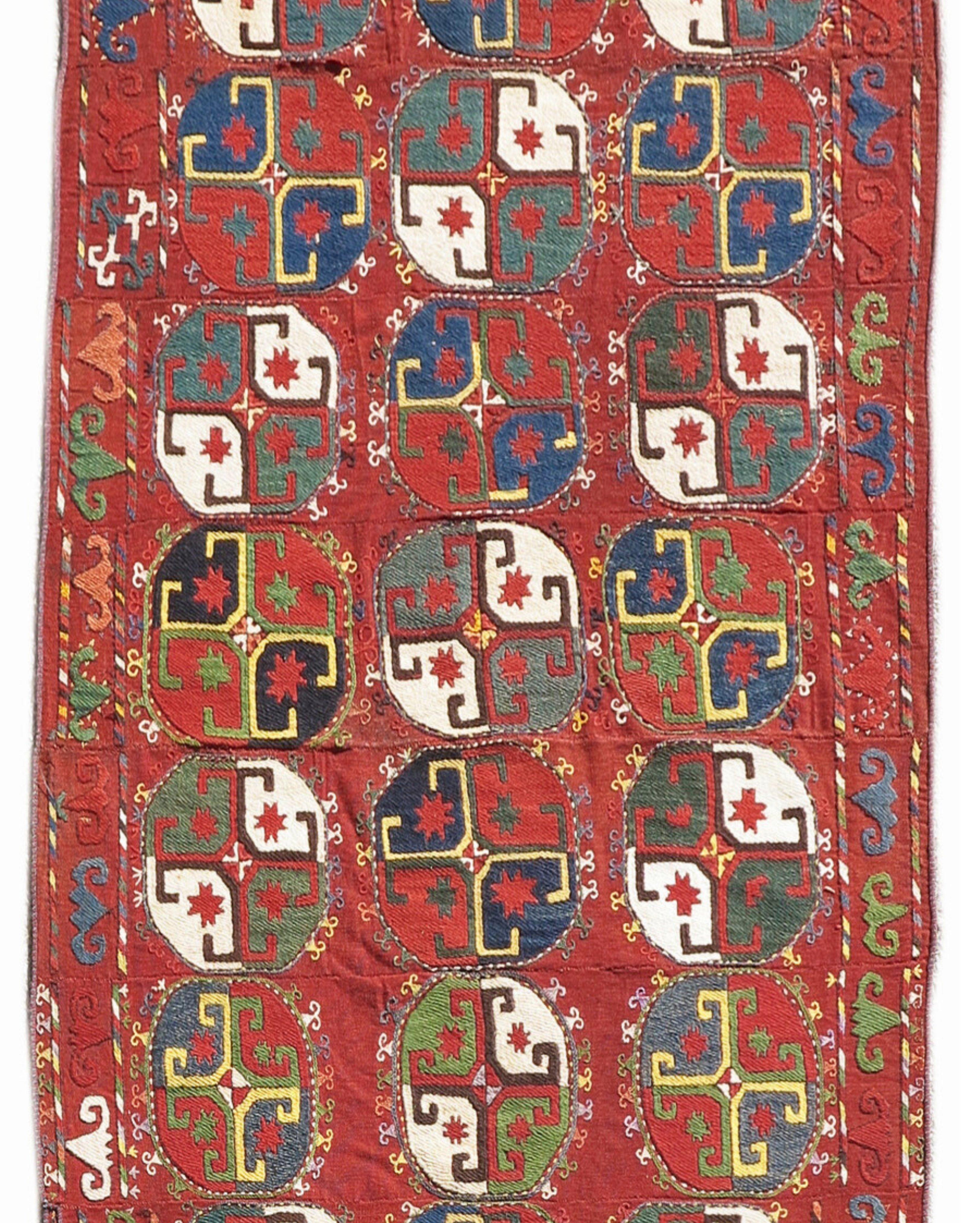 Hand-Woven Antique Uzbek Mixed Technique Flatwoven Rug, Early 20th Century For Sale