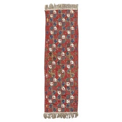 Ancien tapis ouzbek tissé à plat selon une technique mixte, début du 20e siècle