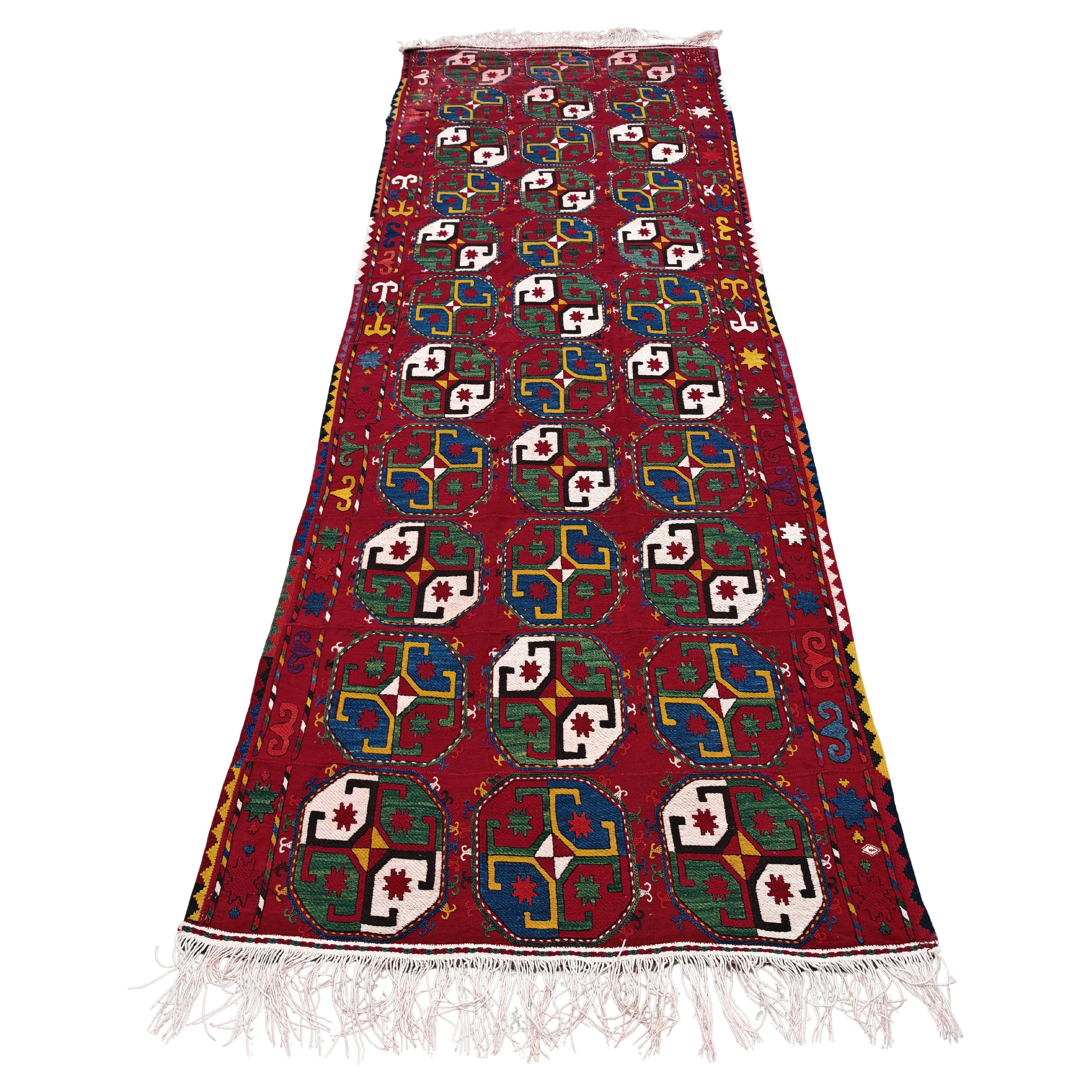 Tapis ancien ouzbek tissé à plat selon une technique mixte, début du 20e siècle en vente