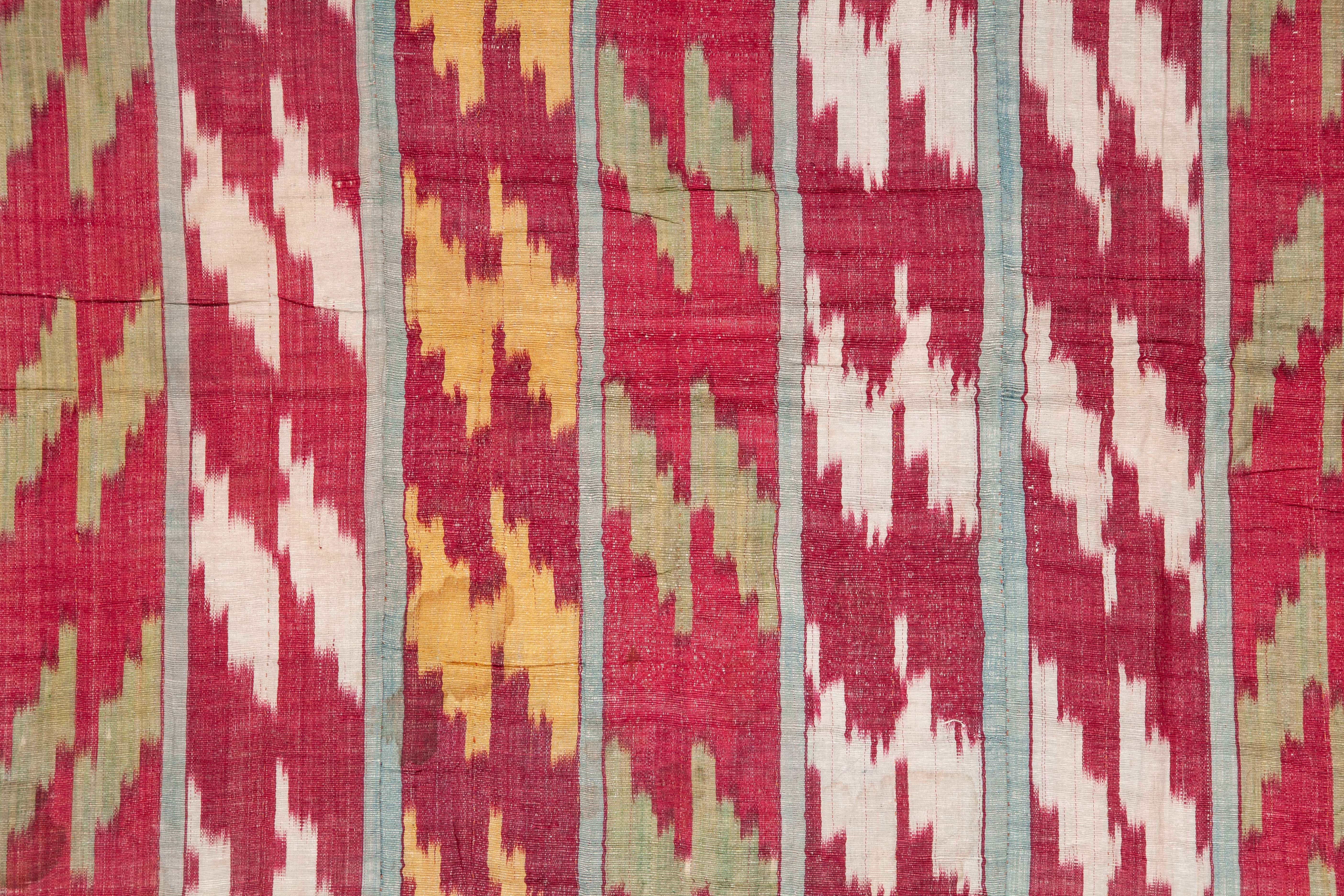Antique Uzbek Silk Warp Cotton Wefr Ikat Panel, 19th Century In Good Condition In Istanbul, TR