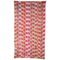 Antico pannello Ikat in cotone e ordito di seta uzbeko, XIX secolo