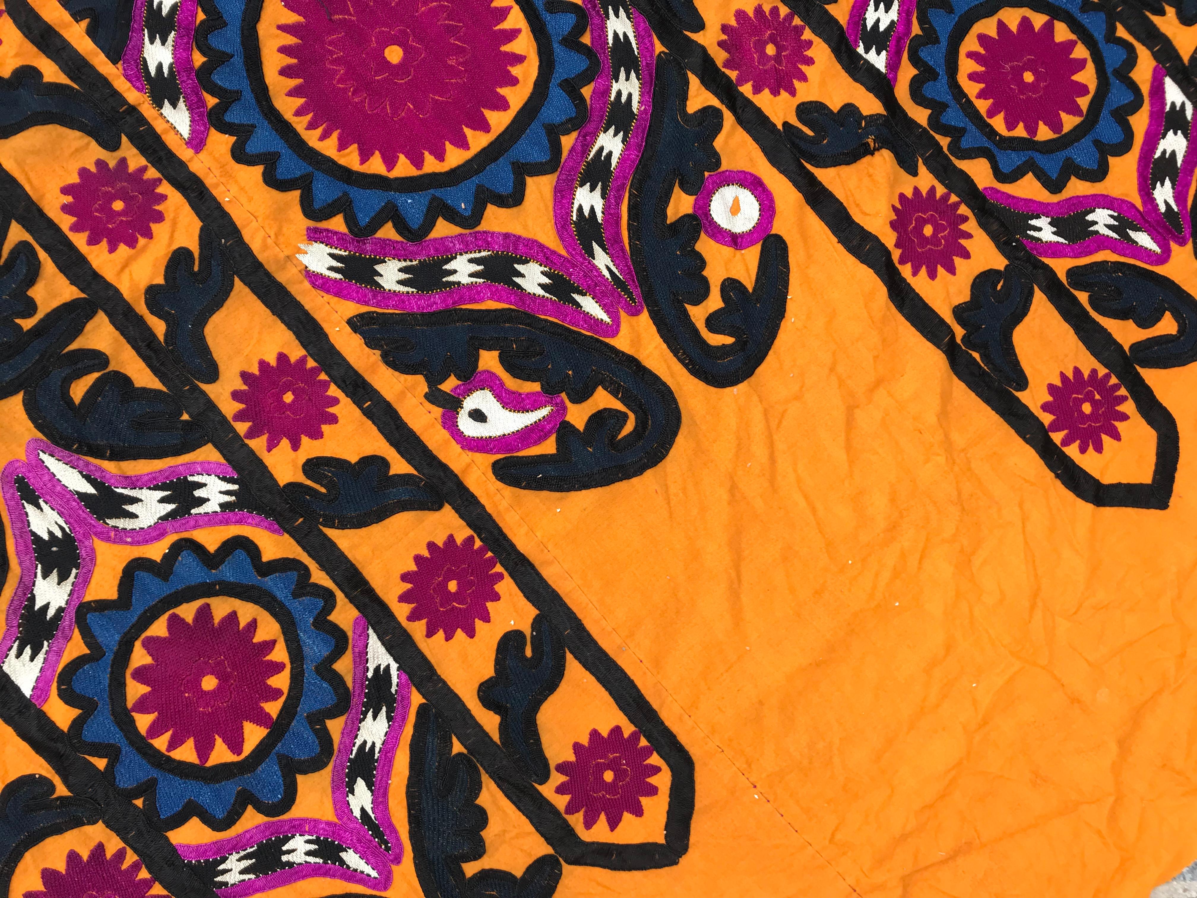 Silk Antique Uzbek Suzani Embroidery For Sale