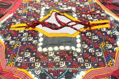 Antique Uzbek Suzani Small Wool Multicolor Textile, 1880-1900