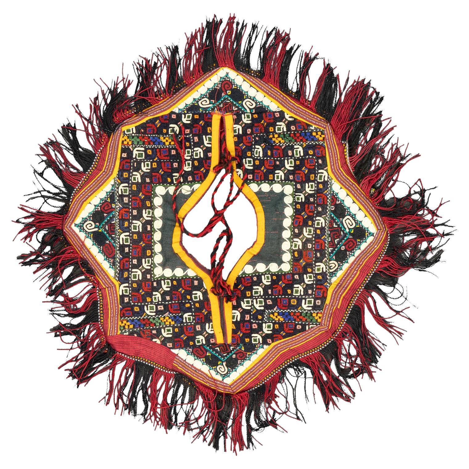 Antique Uzbek Suzani Small Wool Multicolor Textile, 1880-1900 For Sale