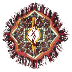 Antique Uzbek Suzani Small Wool Multicolor Textile, 1880-1900