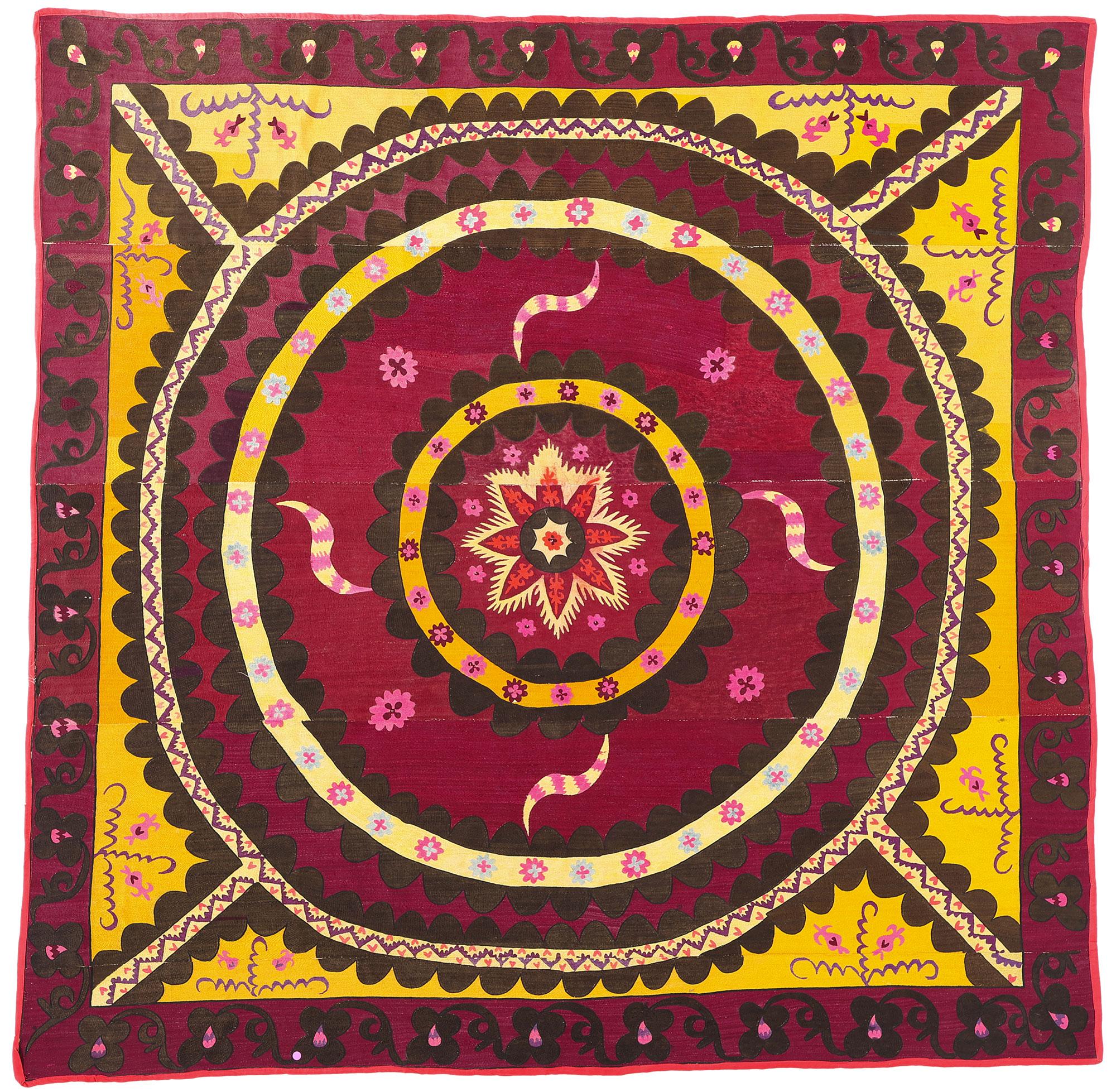 Antiguo Tapiz de Pared Suzani Uzbeko Luna Cielo Ai Palak en venta 4