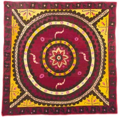 Tapisserie murale ouzbeke ancienne Suzani Moon Sky Ai Palak