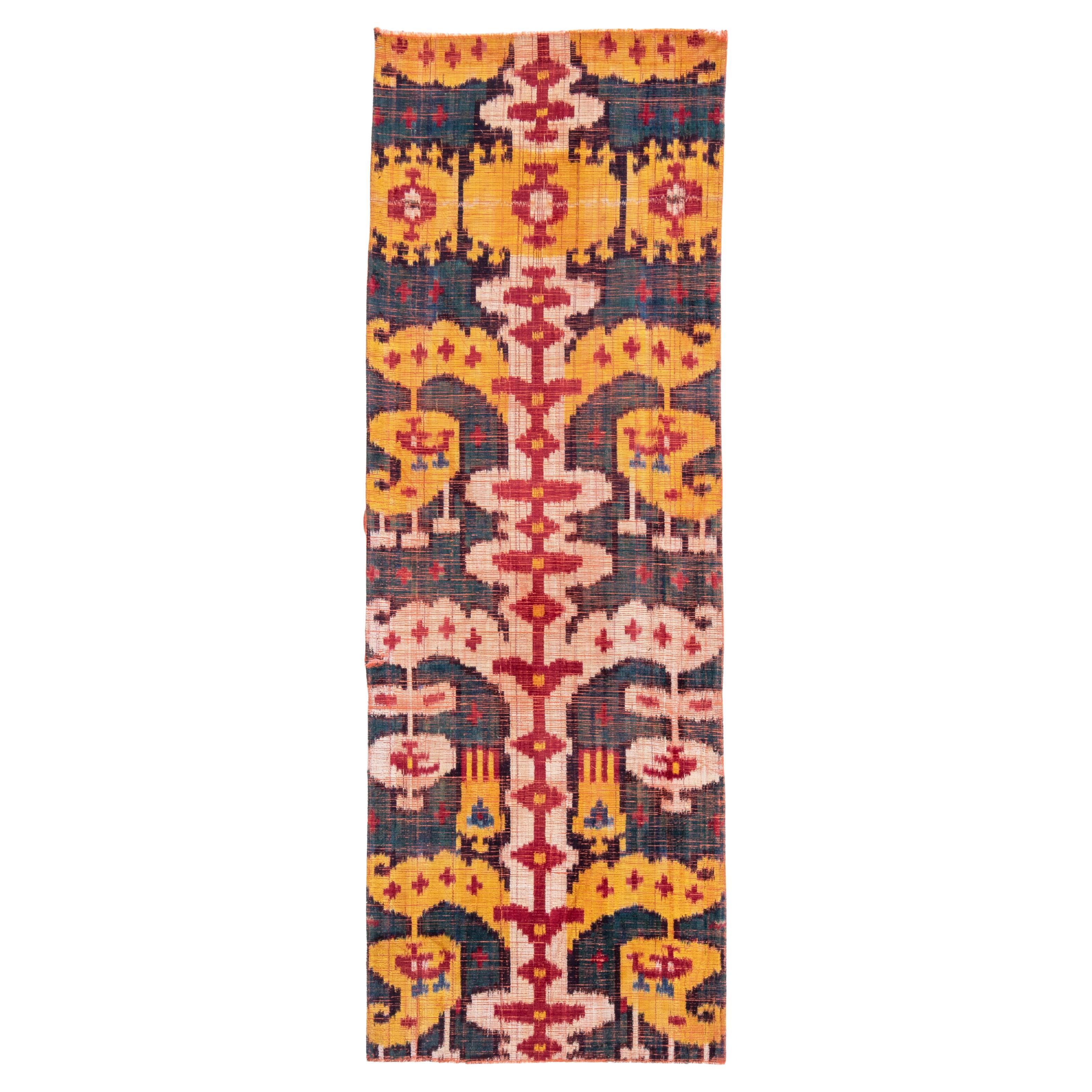 Antikes usbekisches Samt-Ikat-Fragment, Ende 19. C.