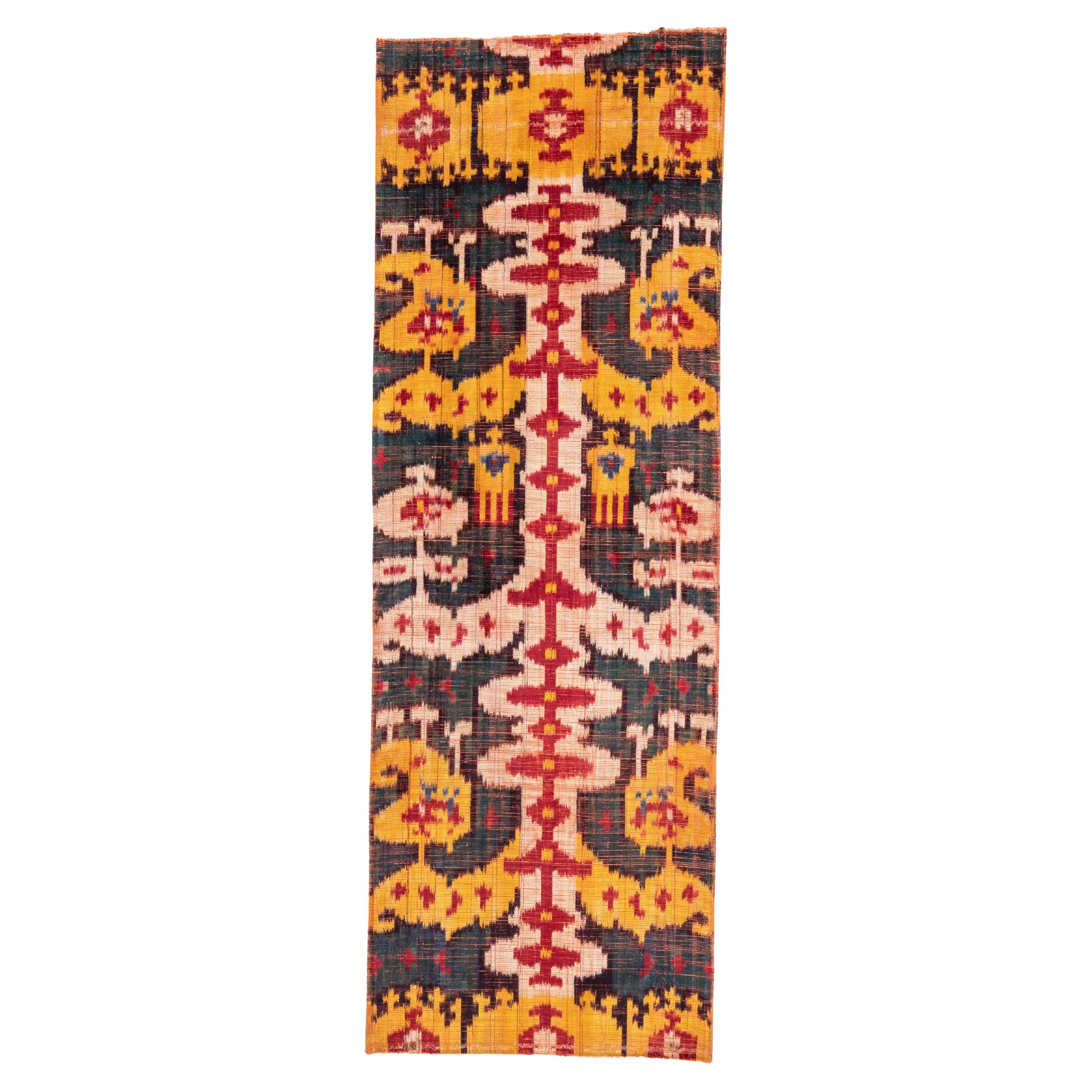 Antikes usbekisches Samt-Ikat-Fragment, Ende 19. C.