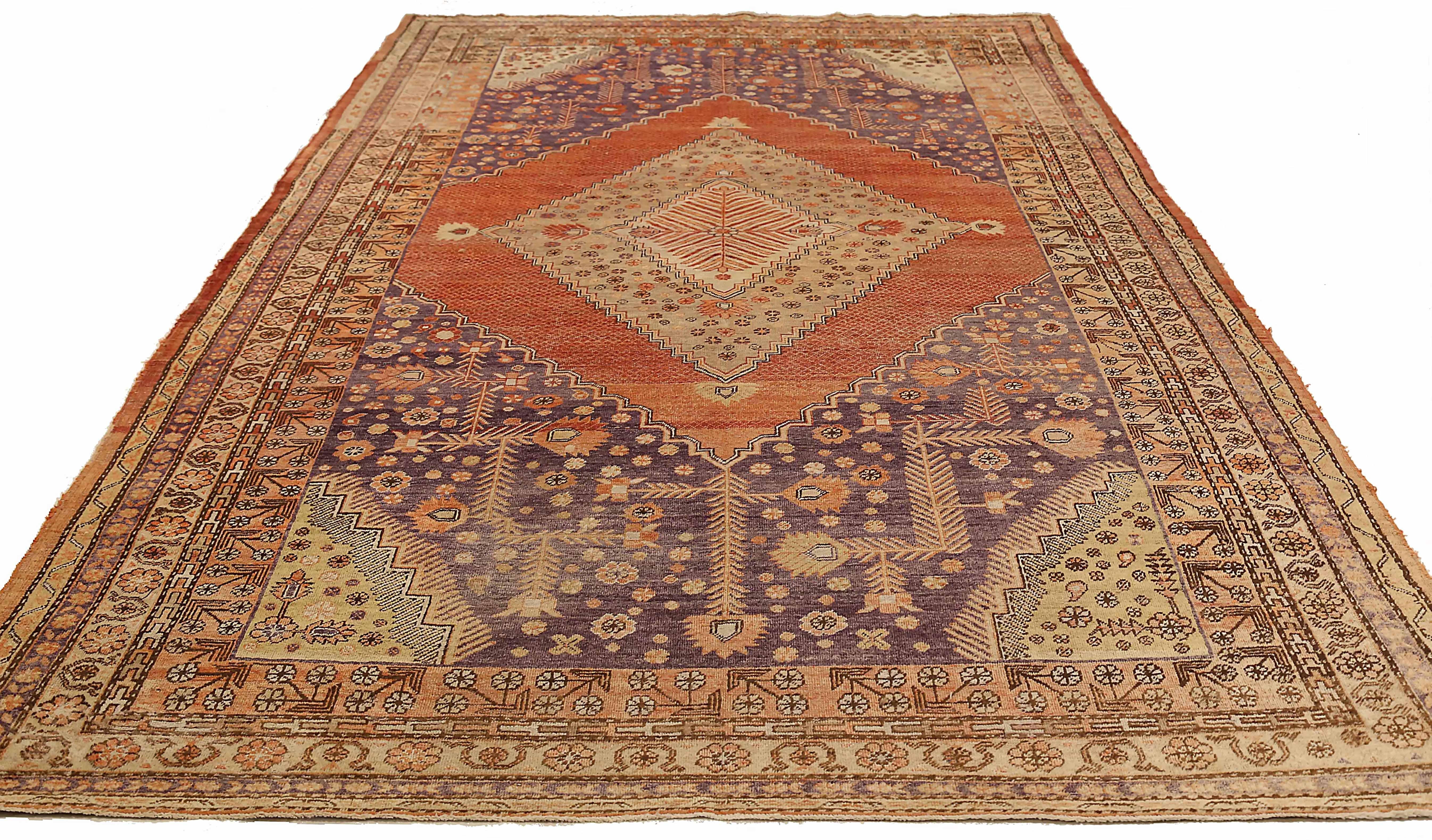 Antique Uzbekistan area rug handwoven from the finest sheep’s wool. It’s colored with all-natural vegetable dyes that are safe for humans and pets. It’s a traditional Khotan design handwoven by expert artisans. It’s a lovely area rug that can be