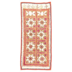 Antique Uzbekistan Embroidery Zig-Zag Border Textile, 1920-1950