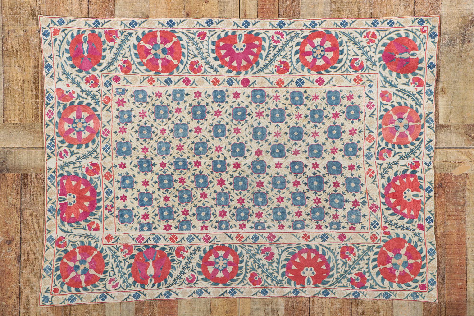 Antique Uzbekistan Suzani Tapestry Wall Hanging For Sale 3