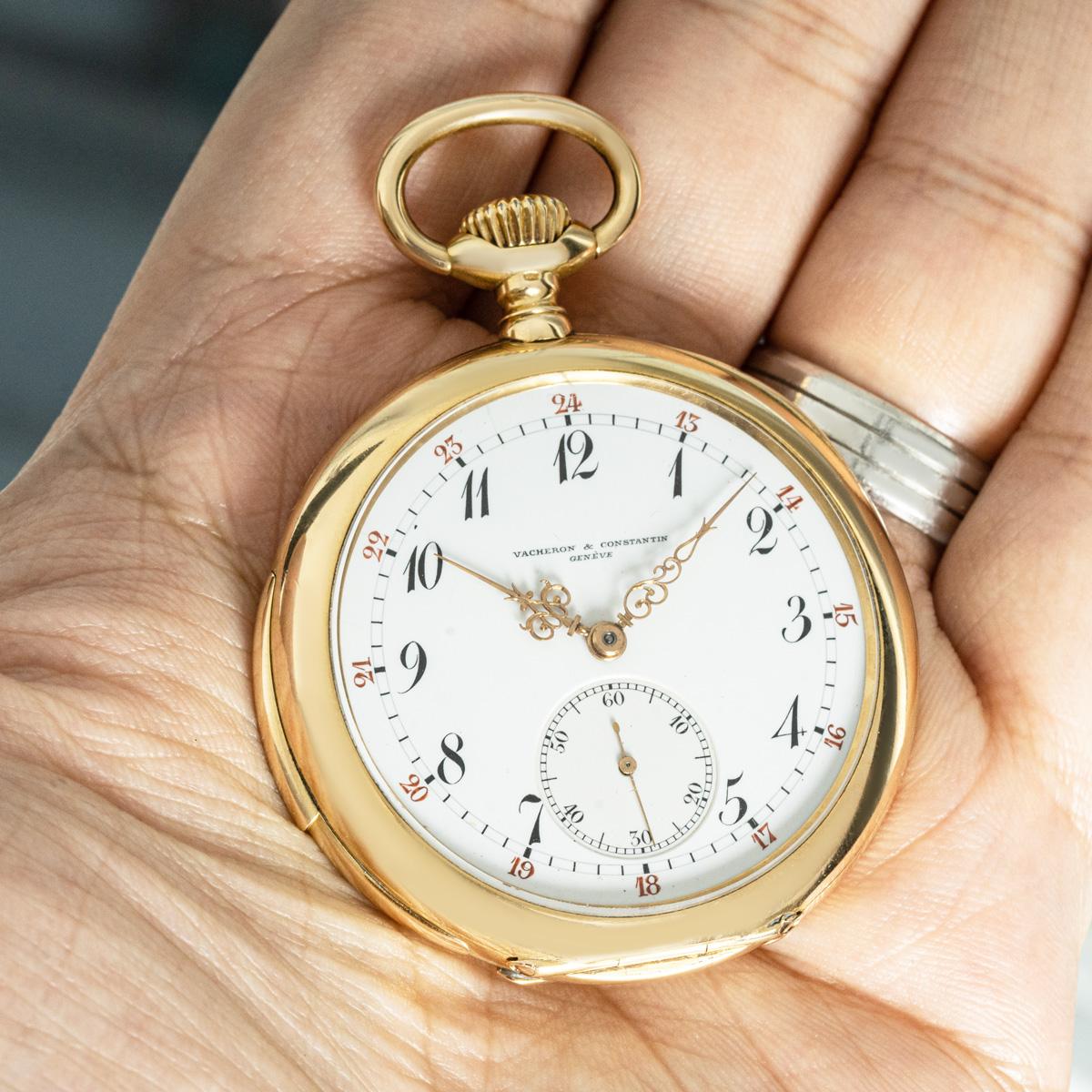 Antique Vacheron & Constantin. A Rare Gold Open Face Quarter Pocket Watch C1900 In Good Condition For Sale In London, GB