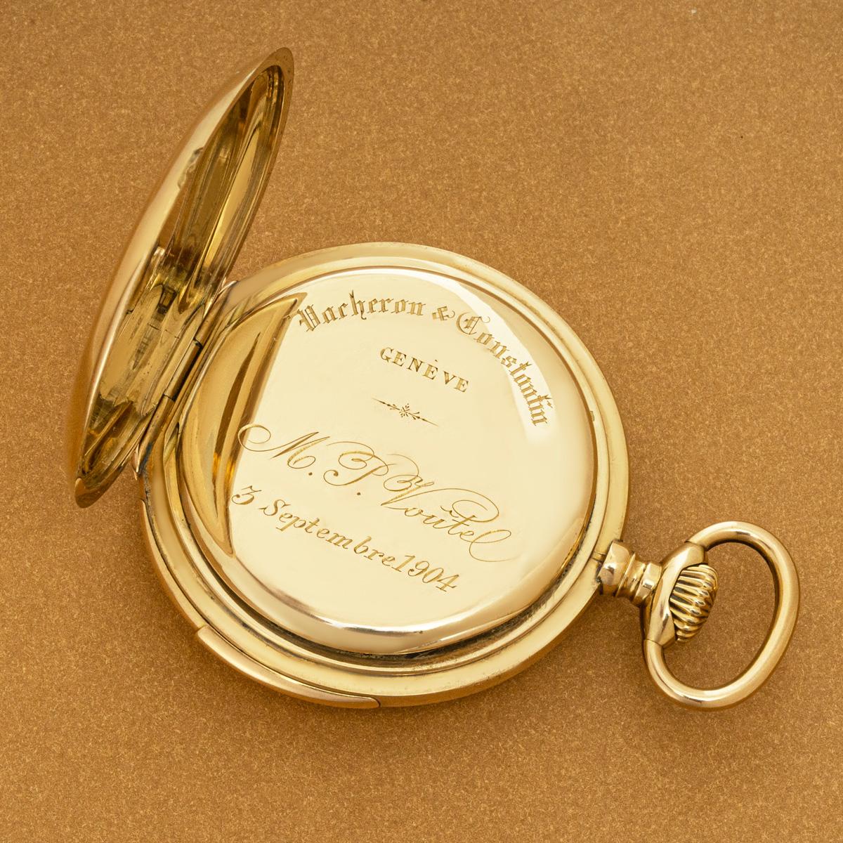 Women's or Men's Antique Vacheron & Constantin. A Rare Gold Open Face Quarter Pocket Watch C1900 For Sale