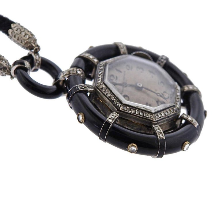 Antique Vacheron Constantin Diamond Gold Watch Pendant In Fair Condition For Sale In New York, NY