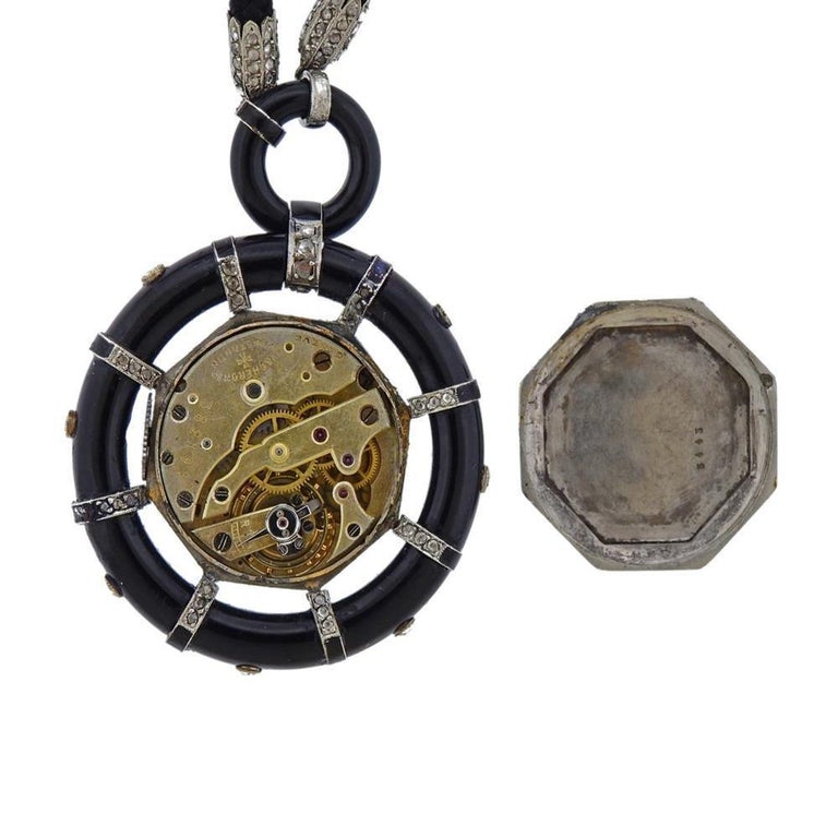 Antique Vacheron Constantin Diamond Gold Watch Pendant For Sale 1