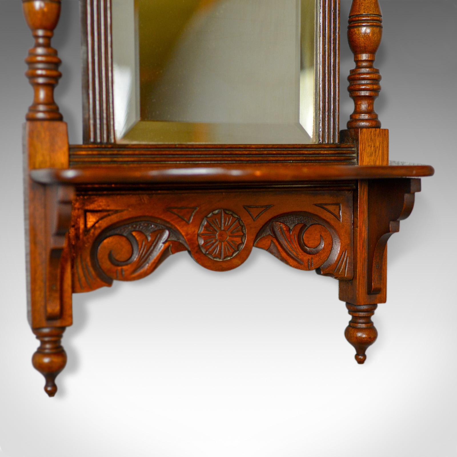 Antique Valet Mirror, English, Edwardian, Small, Walnut, Wall, circa 1910 1
