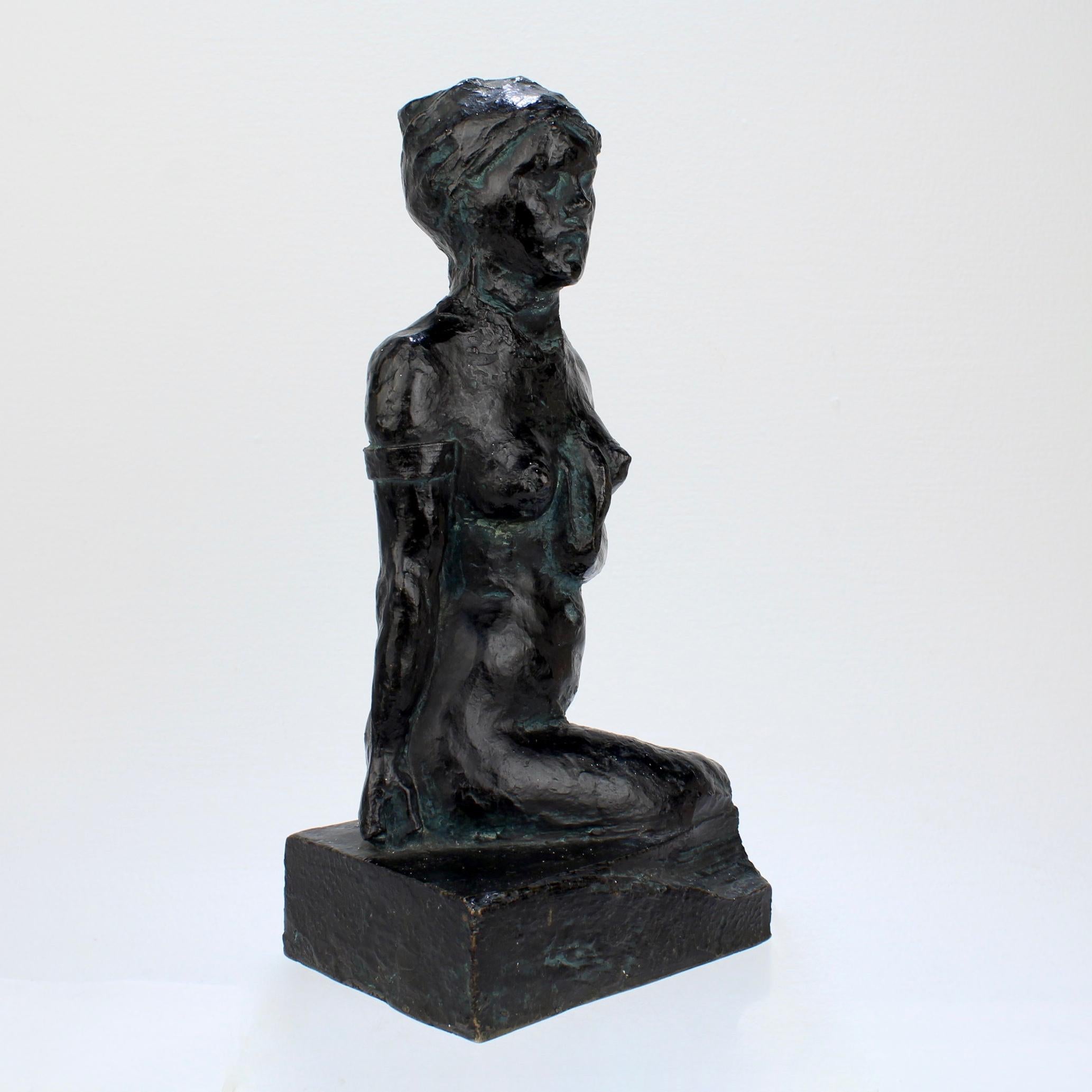 Modern Mid 20th Century Valsuani Bronze Sculpture of a Martiniquaise after Paul Gauguin For Sale