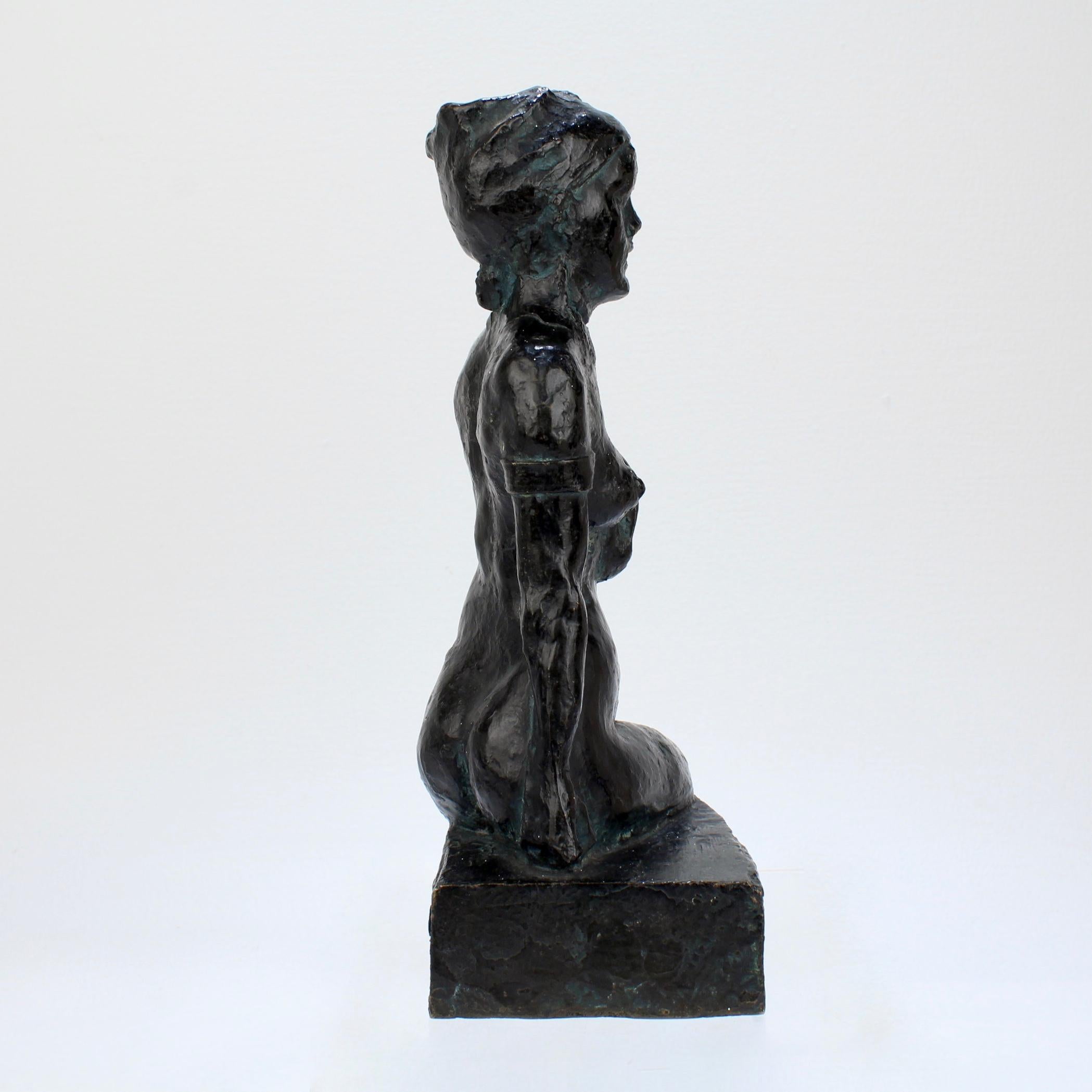 French Mid 20th Century Valsuani Bronze Sculpture of a Martiniquaise after Paul Gauguin For Sale