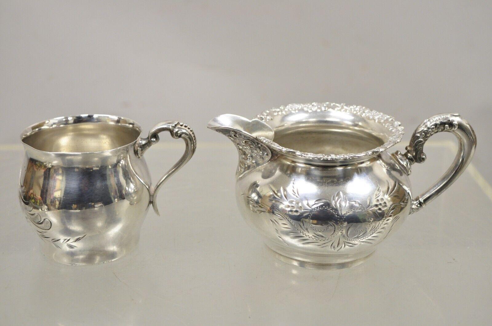Victorien Service à thé victorien Van Bergh en métal argenté ancien - Ensemble de 3 pièces en vente