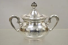 Antique Van Bergh Silver Plated Victorian Tea Serving Set w/ Monogram - 3 Pc Set