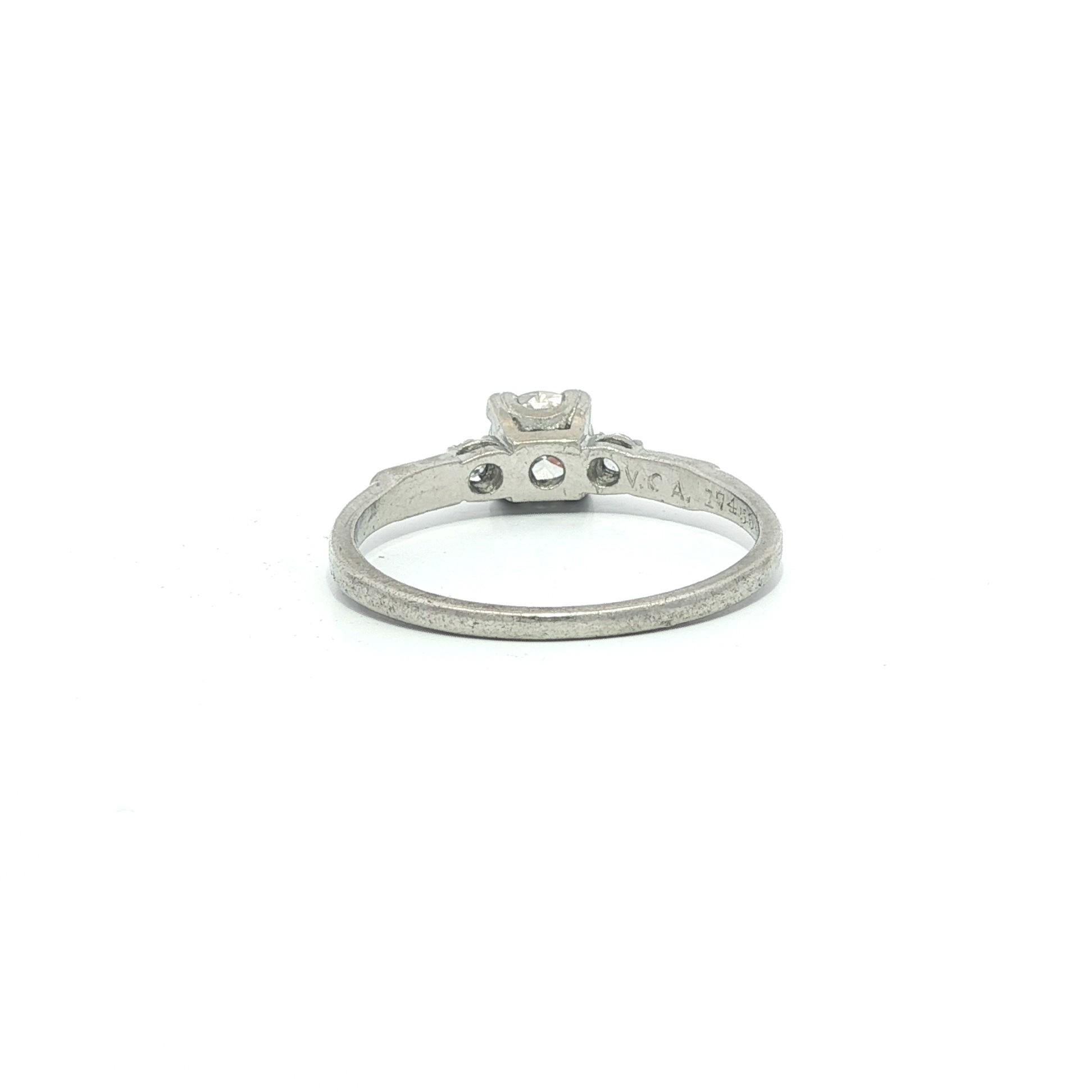 Antique Van Cleef & Arpels VCA Platinum .60ct Diamond Engagement Ring Box Paper im Angebot 6