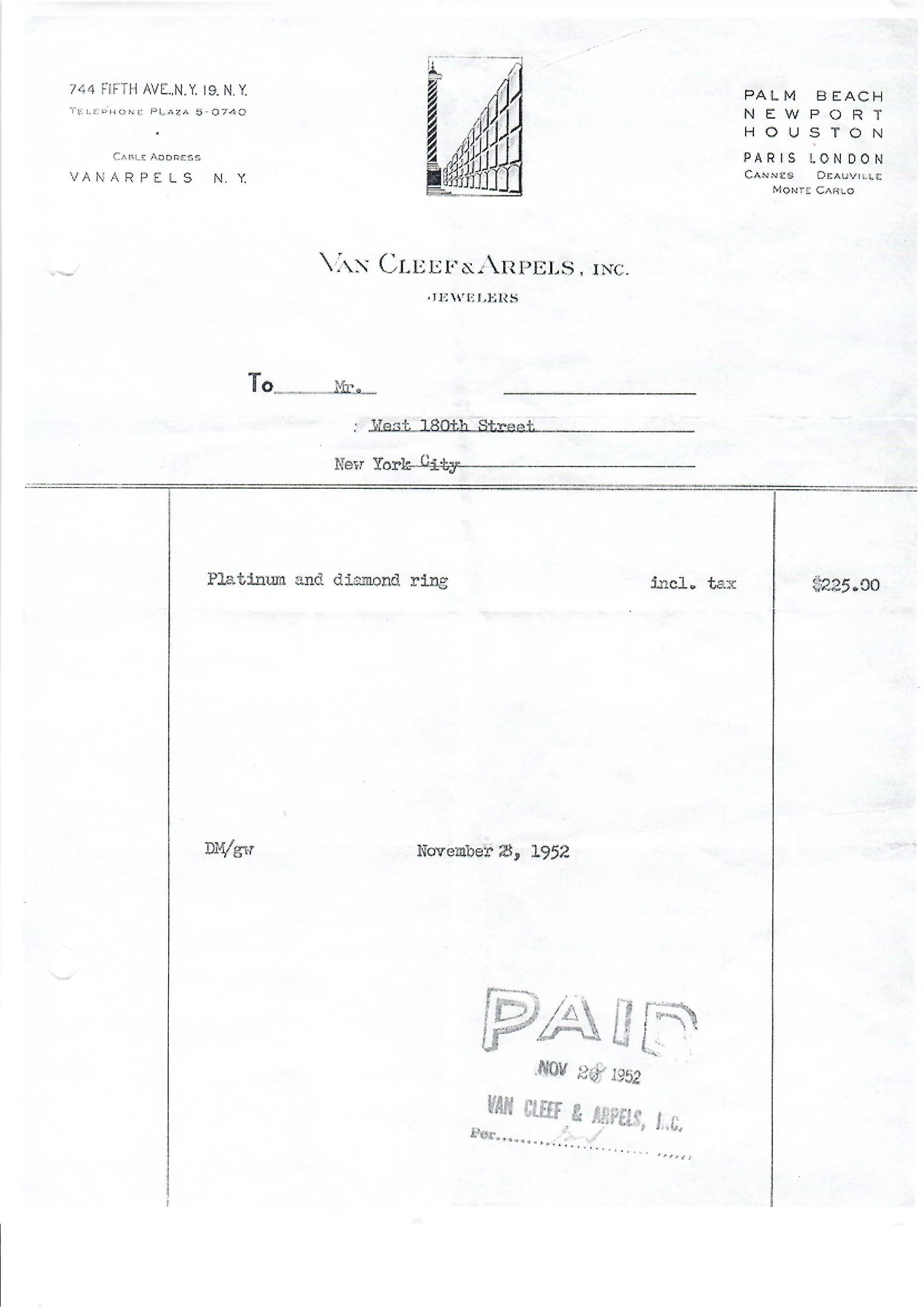 Antique Van Cleef & Arpels VCA Platinum .60ct Diamond Engagement Ring Box Paper im Angebot 8