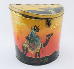 Antique Van Melles Large Toffee Store Display Advertising Tin with Arabic Motif