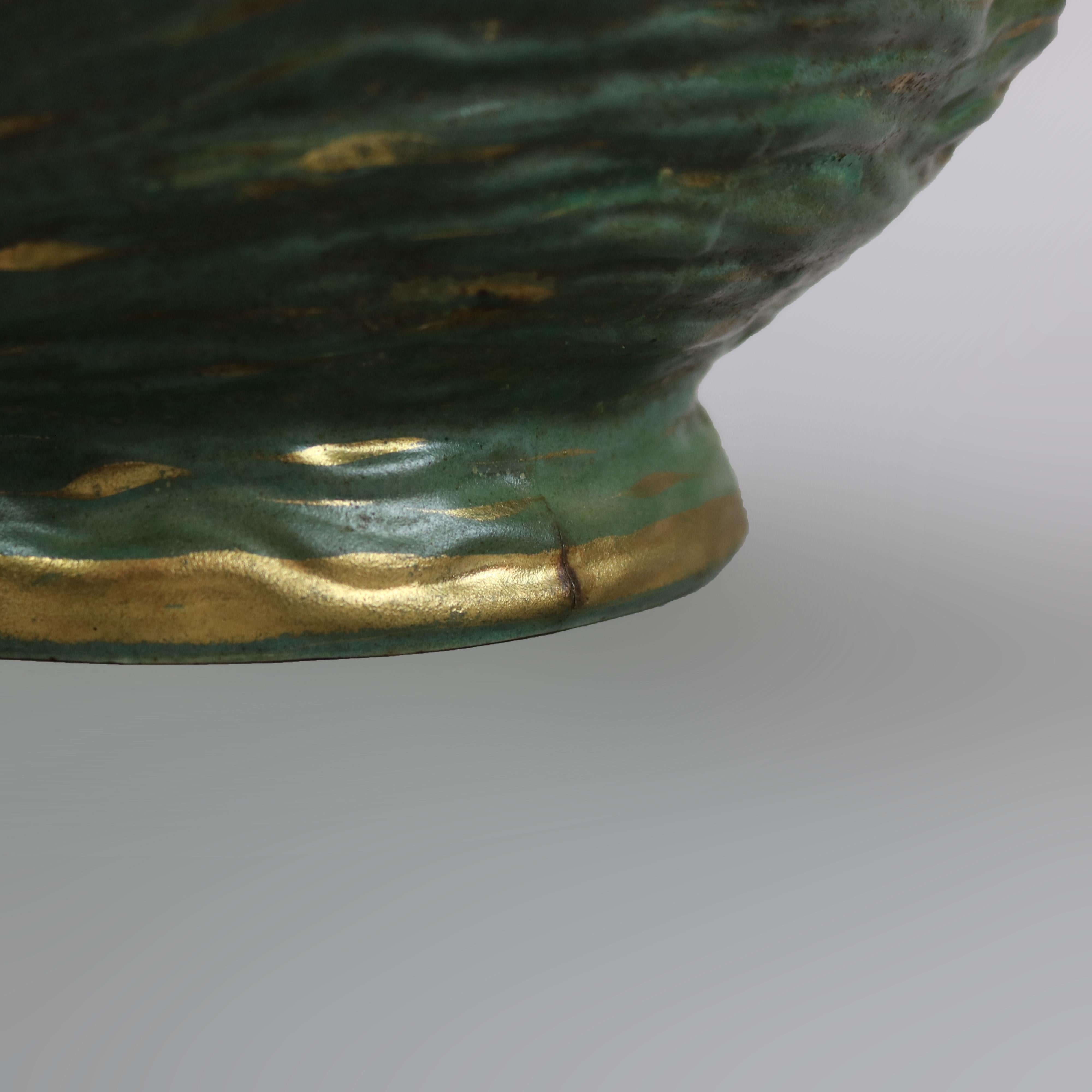 Antique Vance Avon Figural Faience Pottery Vase with Mermaids in Relief, c1900 3