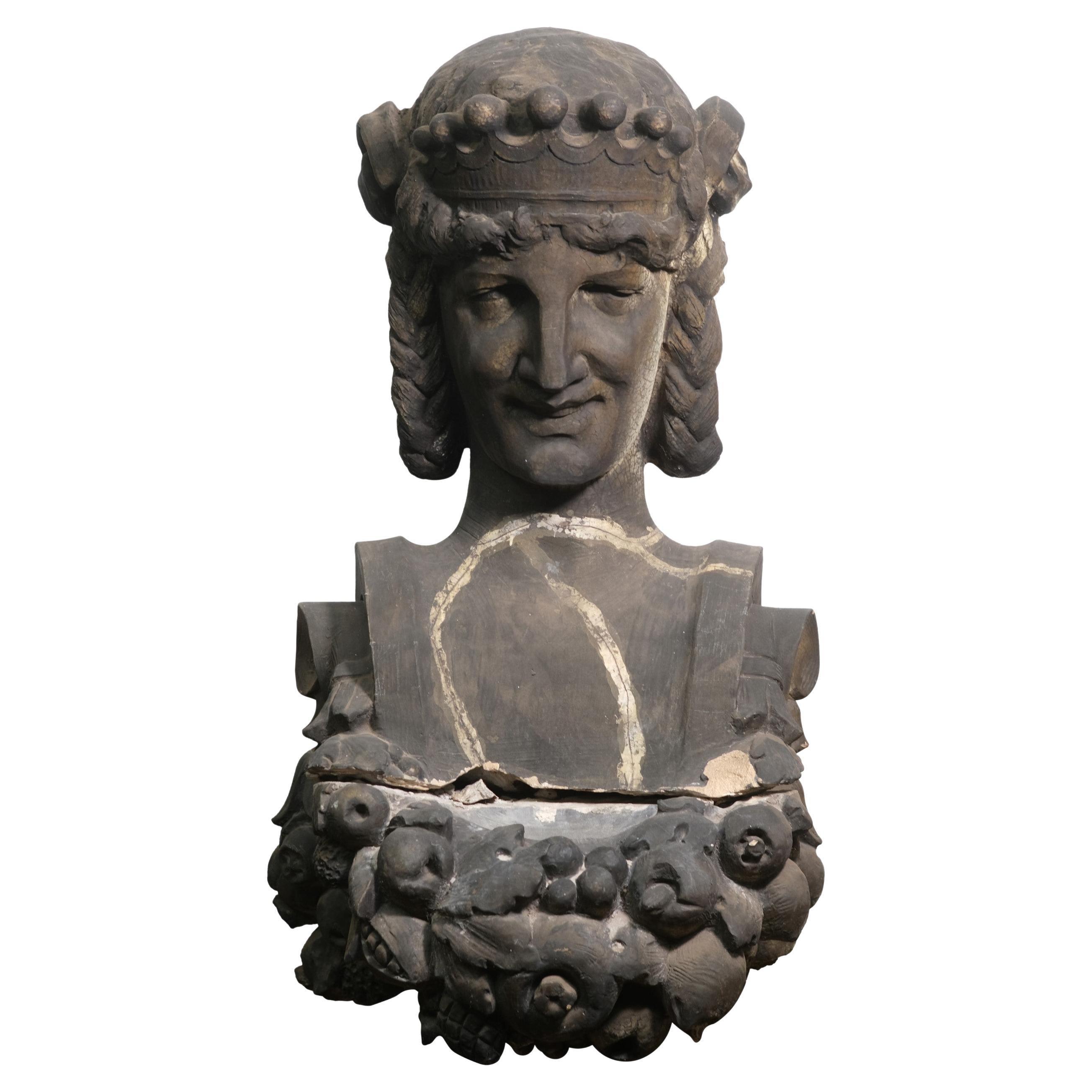 Antique Vanderbilt Hotel Terra Cotta Ariadne Bust For Sale