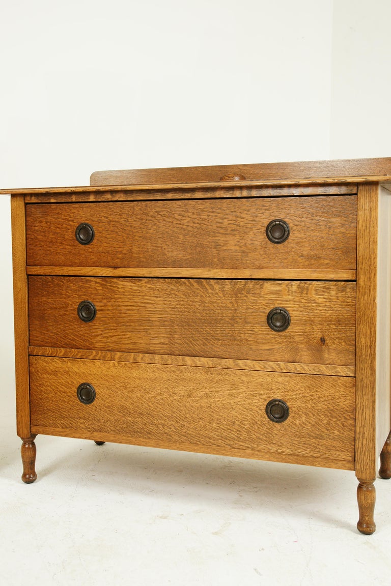 Antique Oak Vanity Antique Dresser Beveled Mirror Tiger Oak Scotland 1930