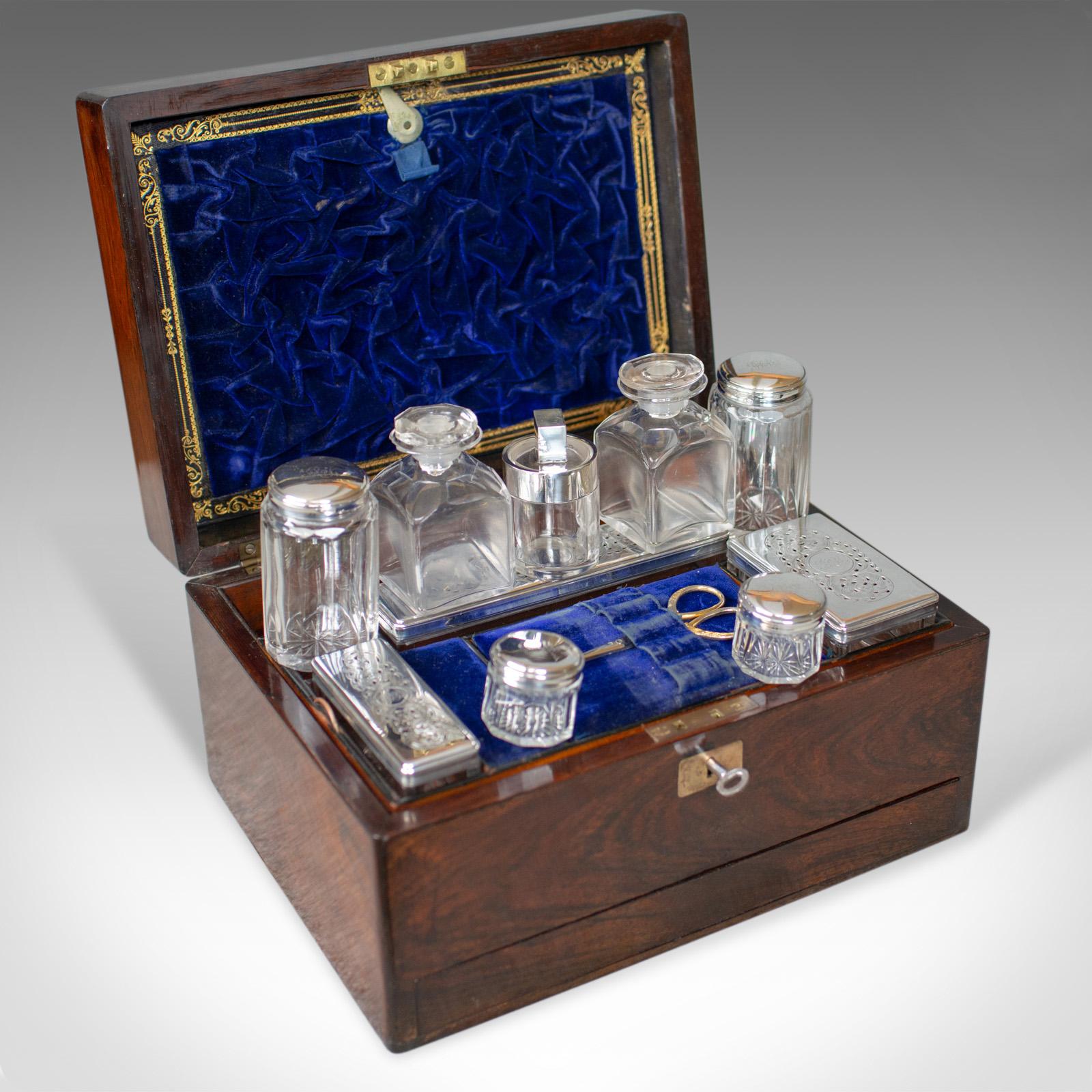 Antique Vanity Box, English, Victorian, Travelling Case, Rosewood, circa 1850 3