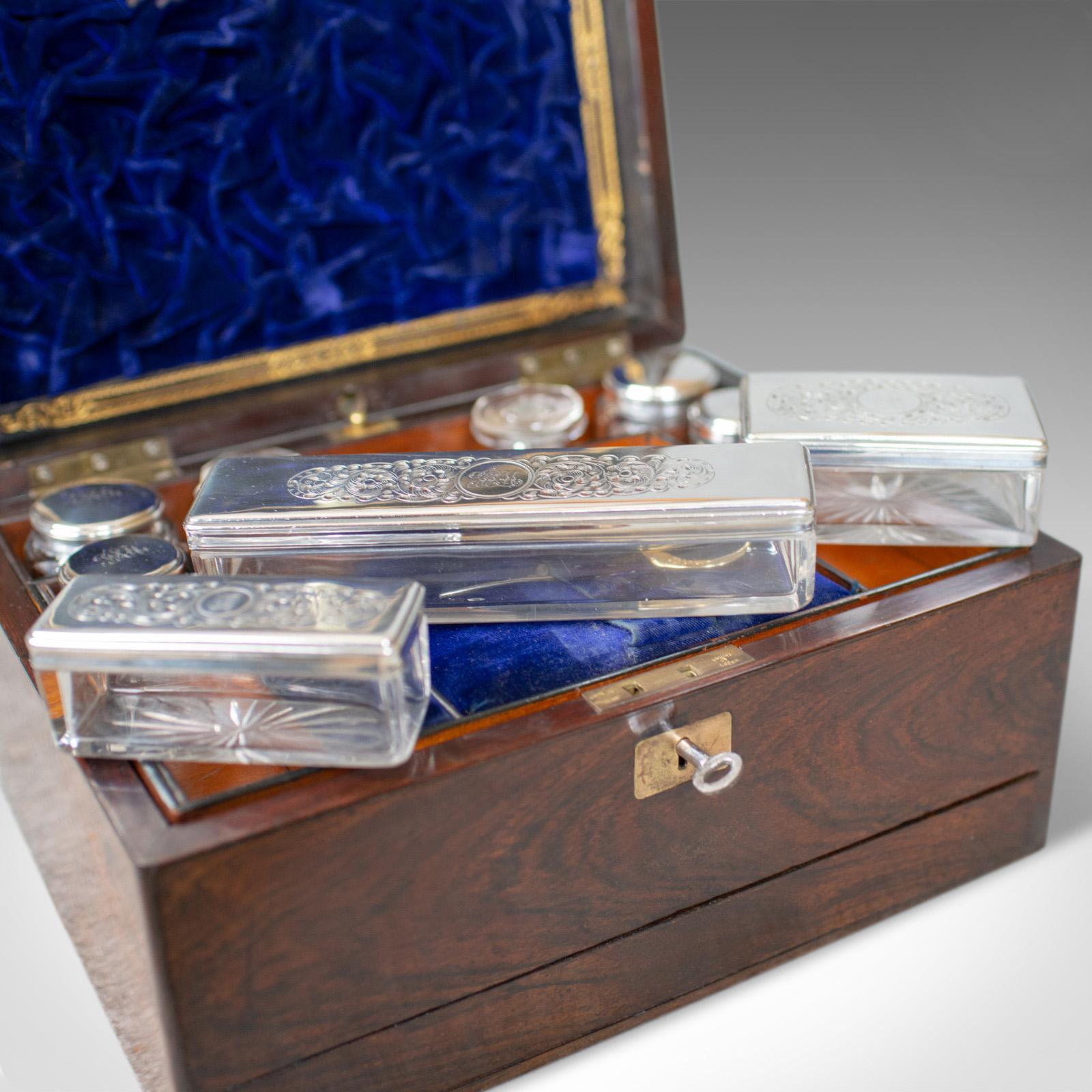 Antique Vanity Box, English, Victorian, Travelling Case, Rosewood, circa 1850 2
