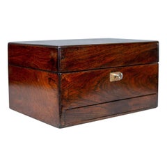 Antique Vanity Box, English, Victorian, Travelling Case, Rosewood, circa 1850