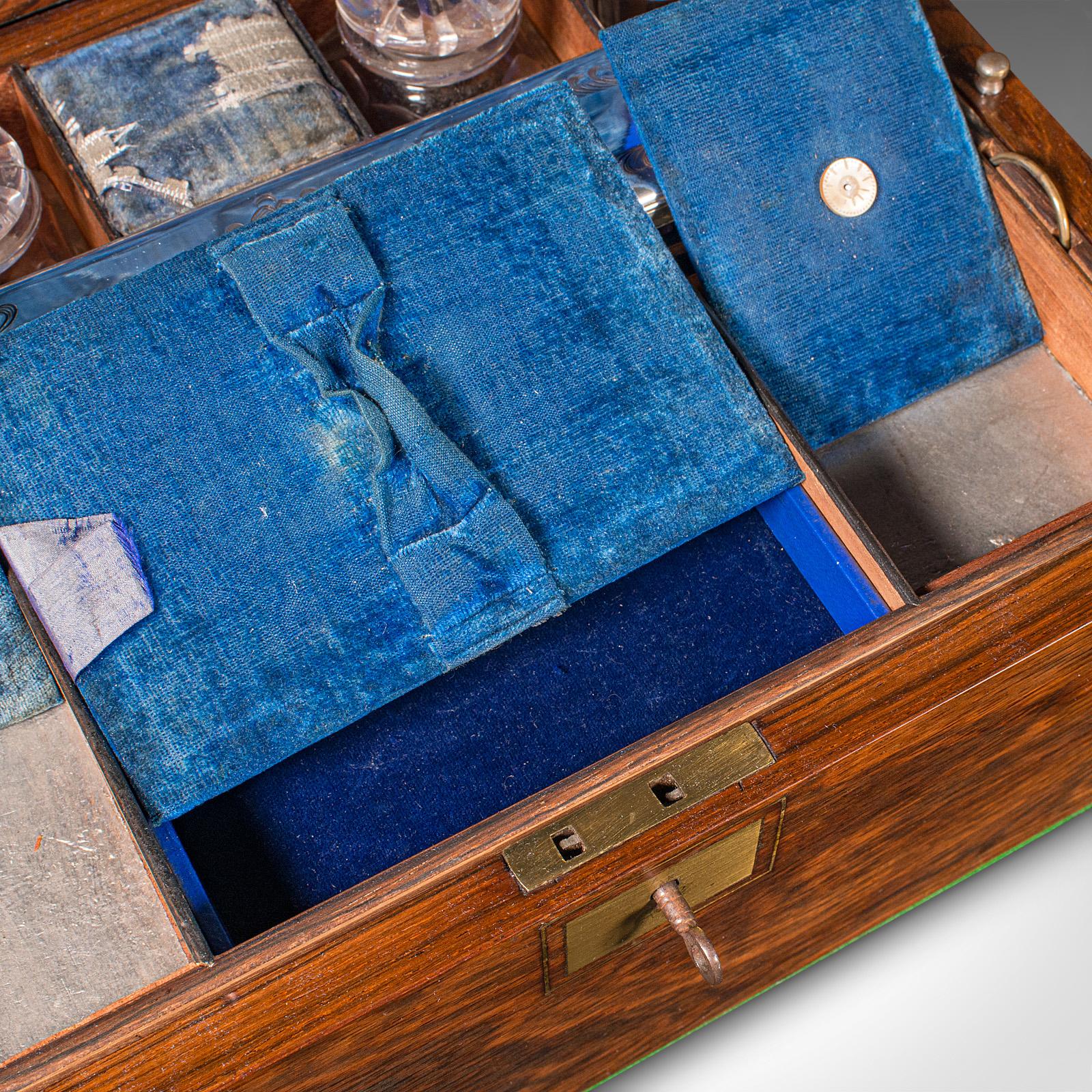 Boîte de coiffeuse d'antiquités anglaise, boîte de coiffeuse de voyage, Régence, vers 1820 en vente 4