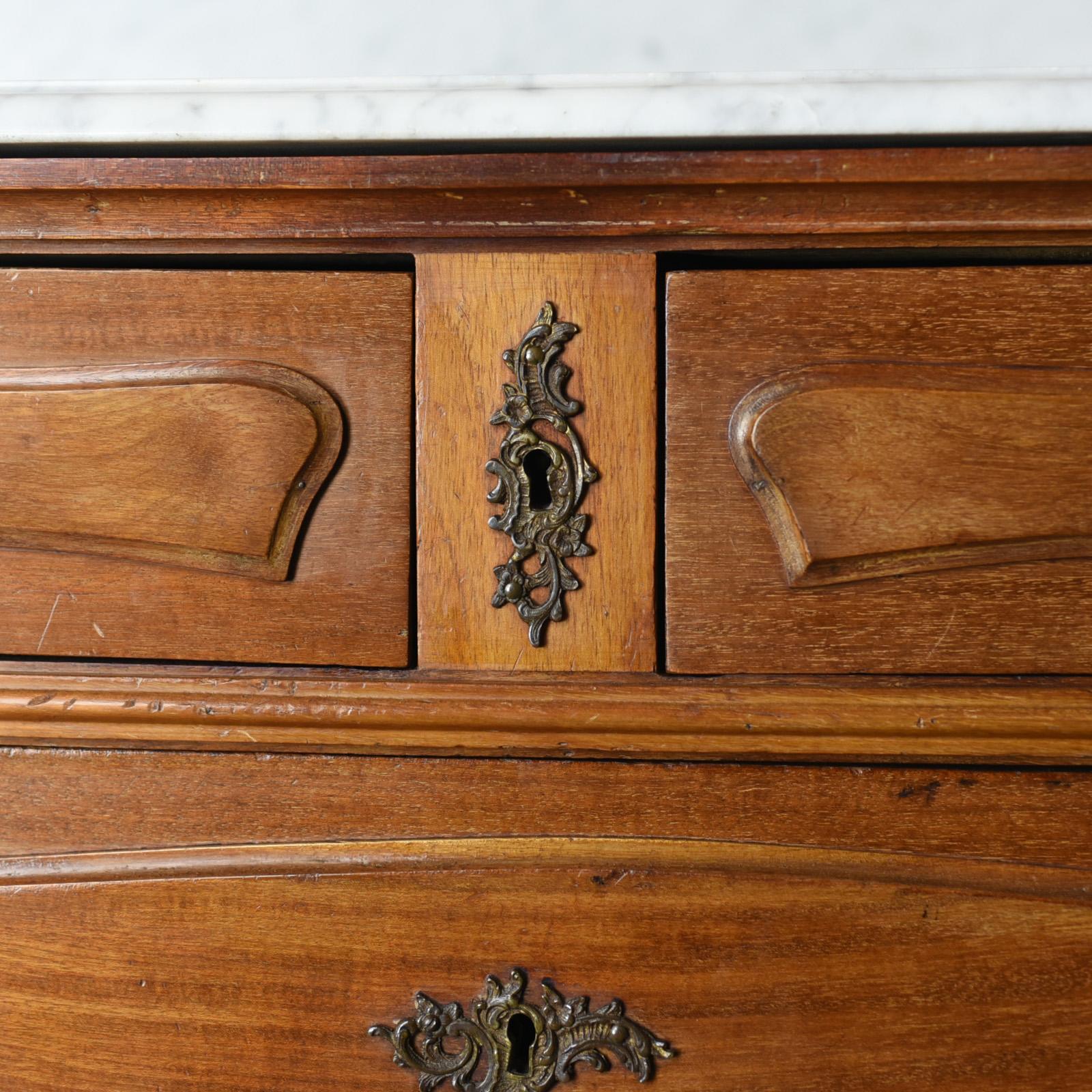 Antique Vanity Chest of Drawers, French, Marble Top, Mirror Back, Mahogany 2