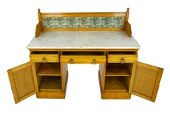 Antique Vanity Desk, Victorian Marble Top Washstand, Scotland 1900, B1437A