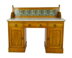 Antique Vanity Desk, Victorian Marble Top Washstand, Scotland 1900, B1437A